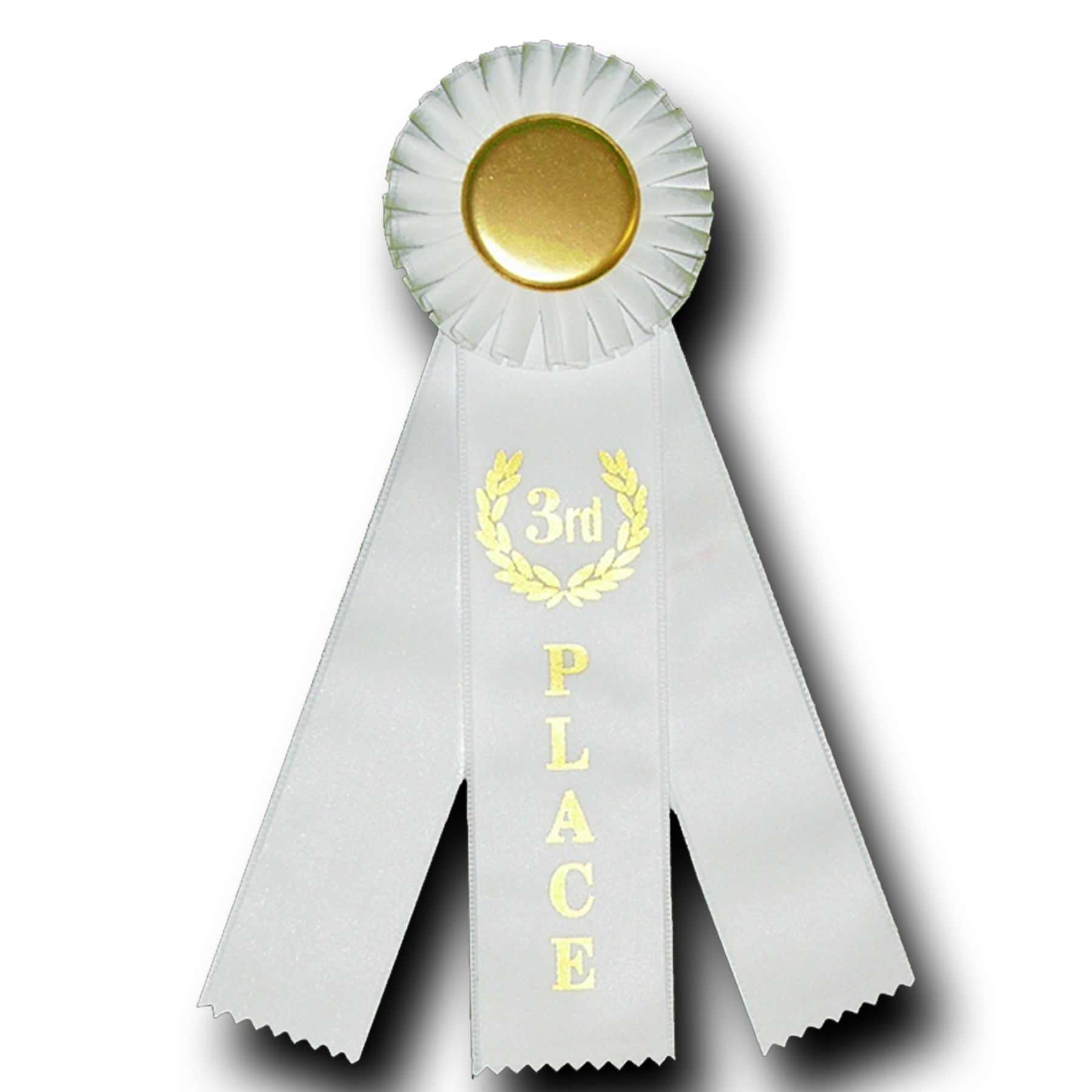 Custom White Ribbon Award with a laurel wreath design.