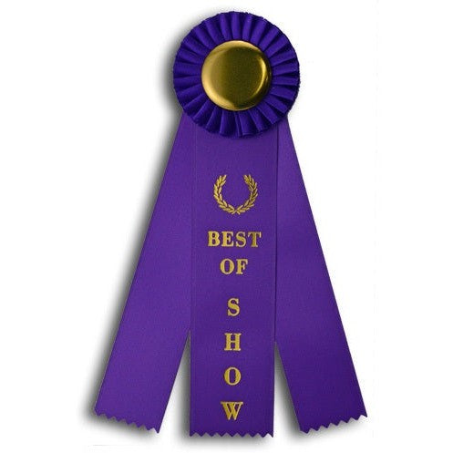Custom Purple Ribbon Award with a laurel wreath design.