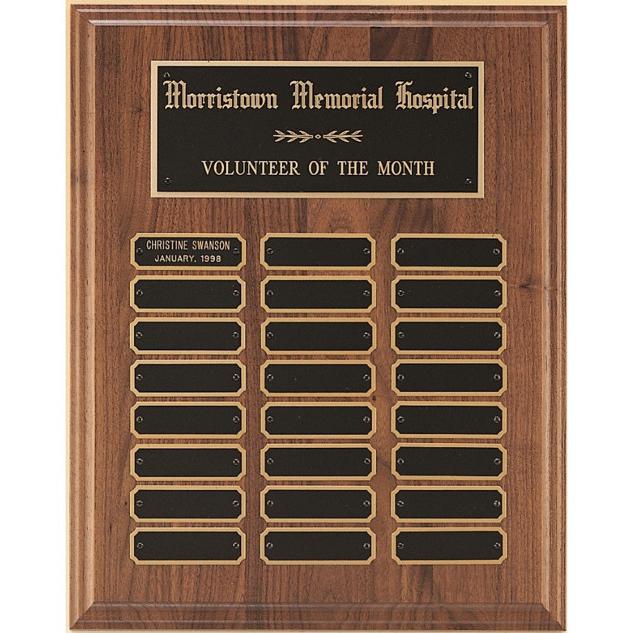 12" X 15" - 24 rounded plate American Walnut Perpetual Plaque