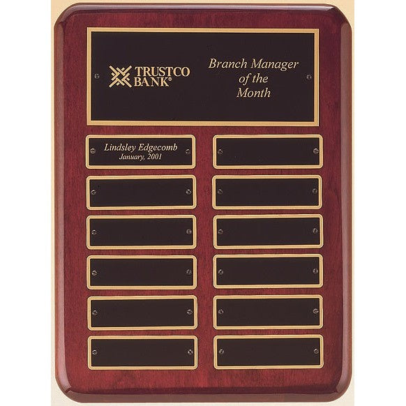 9" X 12" - 12 plate Rosewood Perpetual Plaque