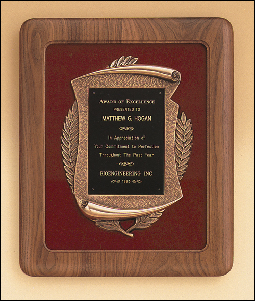 American Walnut Frame with Antique Bronze Casting Plaque Award