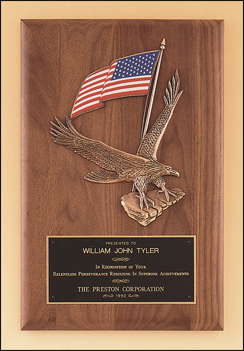 American Walnut Plaque Award with American Eagle Casting