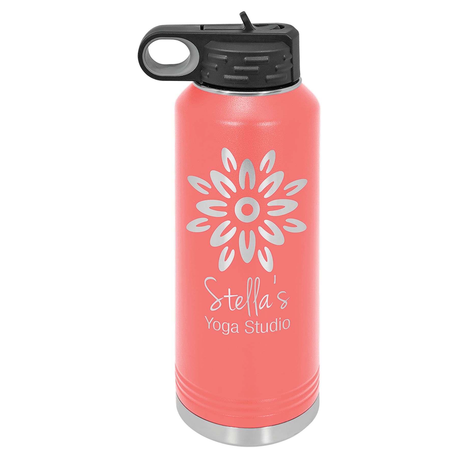 Baby Pink Insulated Metal Water Bottle with Custom logo and Text
