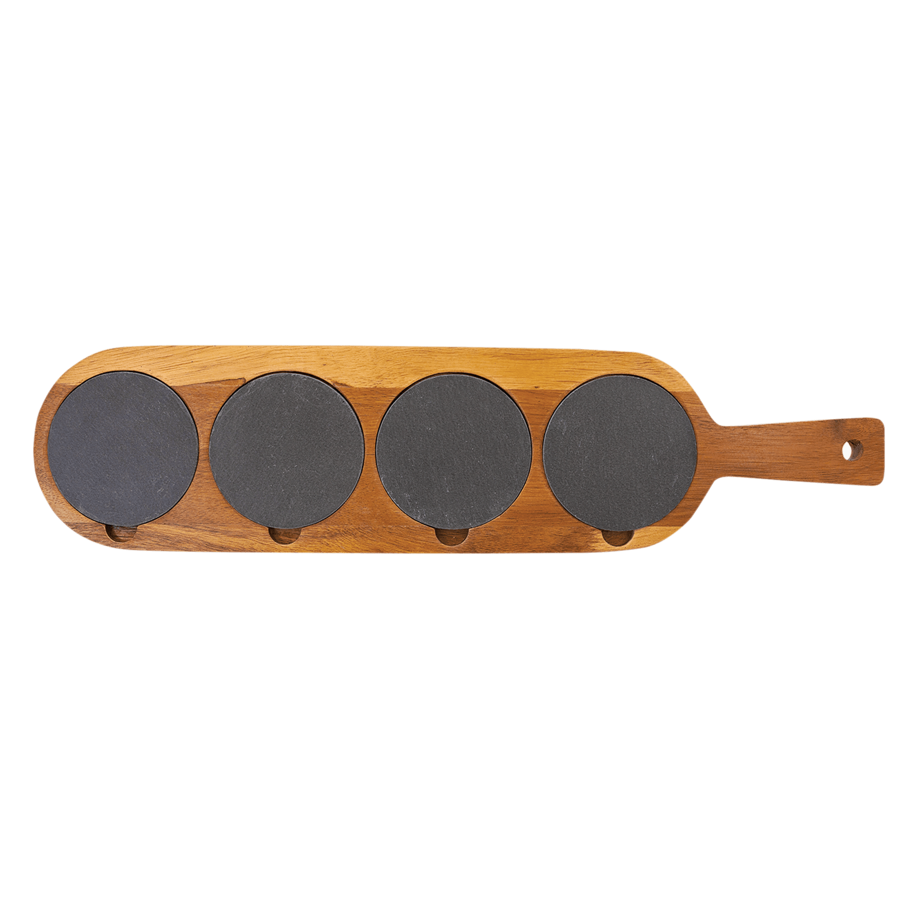Bamboo Flight Paddle with Grey Coasters