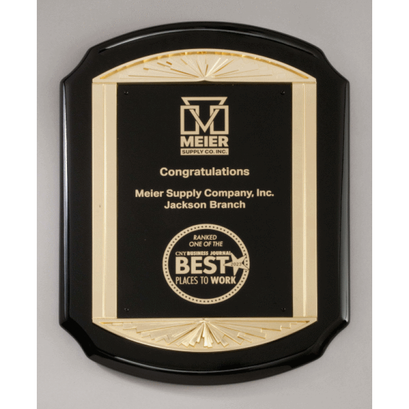 Black Finish Plaque with Gold Frame Casting