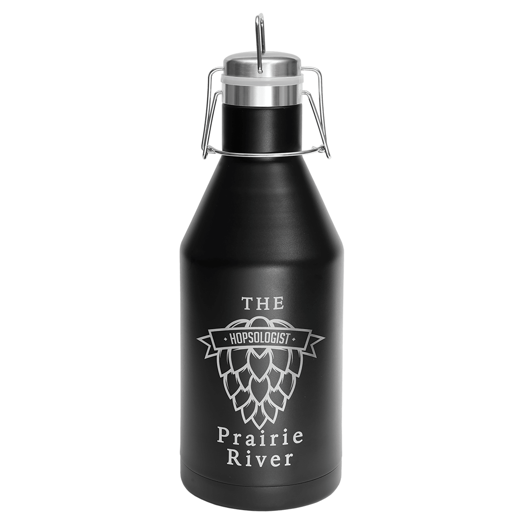 Black Insulated Metal Water Bottle with Custom Engraving