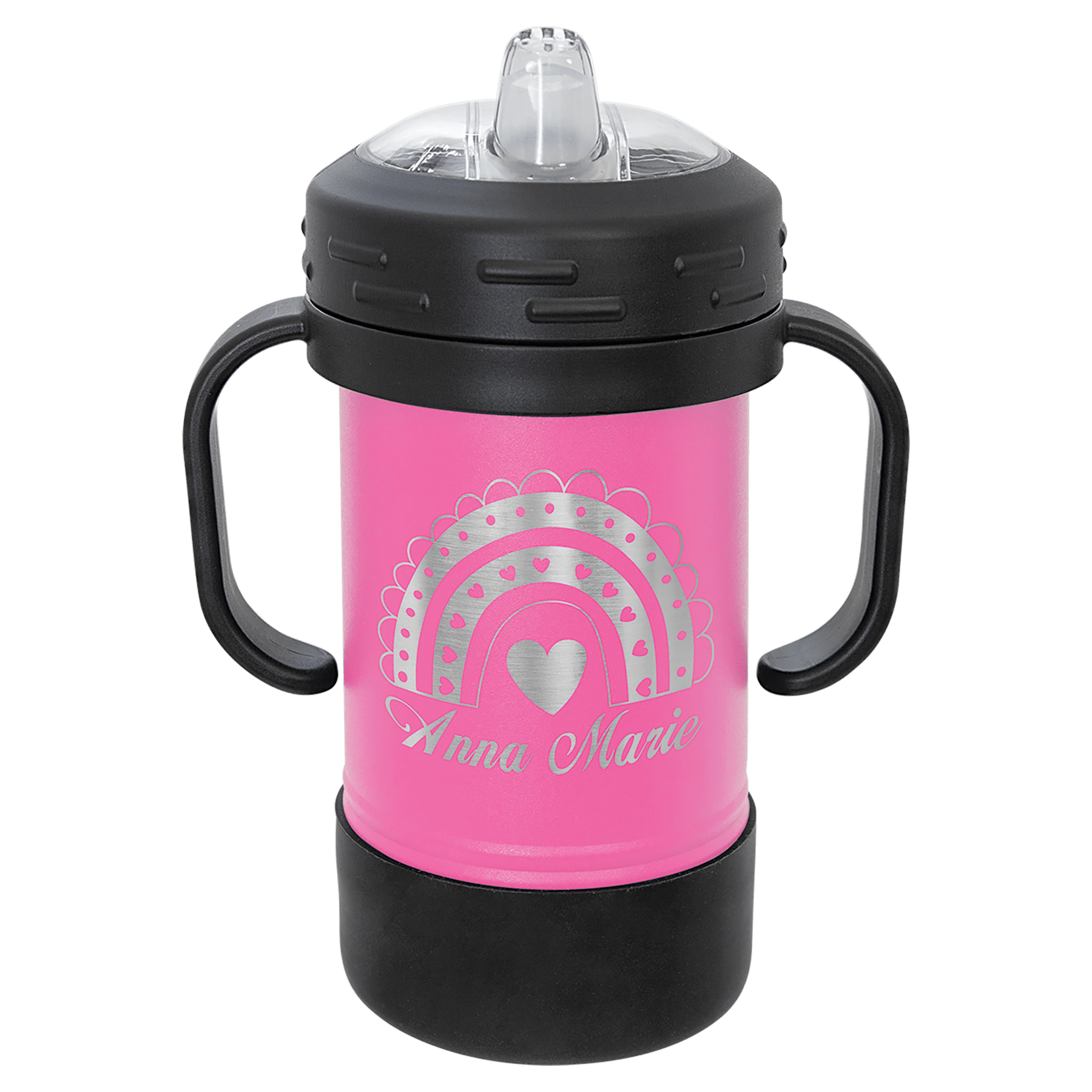Black and Pink Sippy Cup with Custom Name