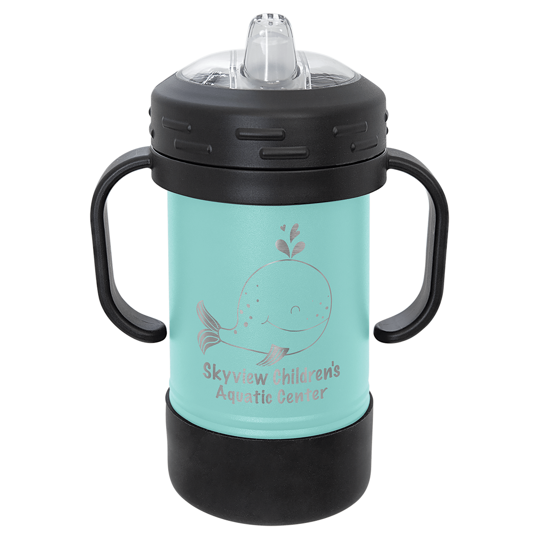 Black and Teal Sippy Cup with Custom Text