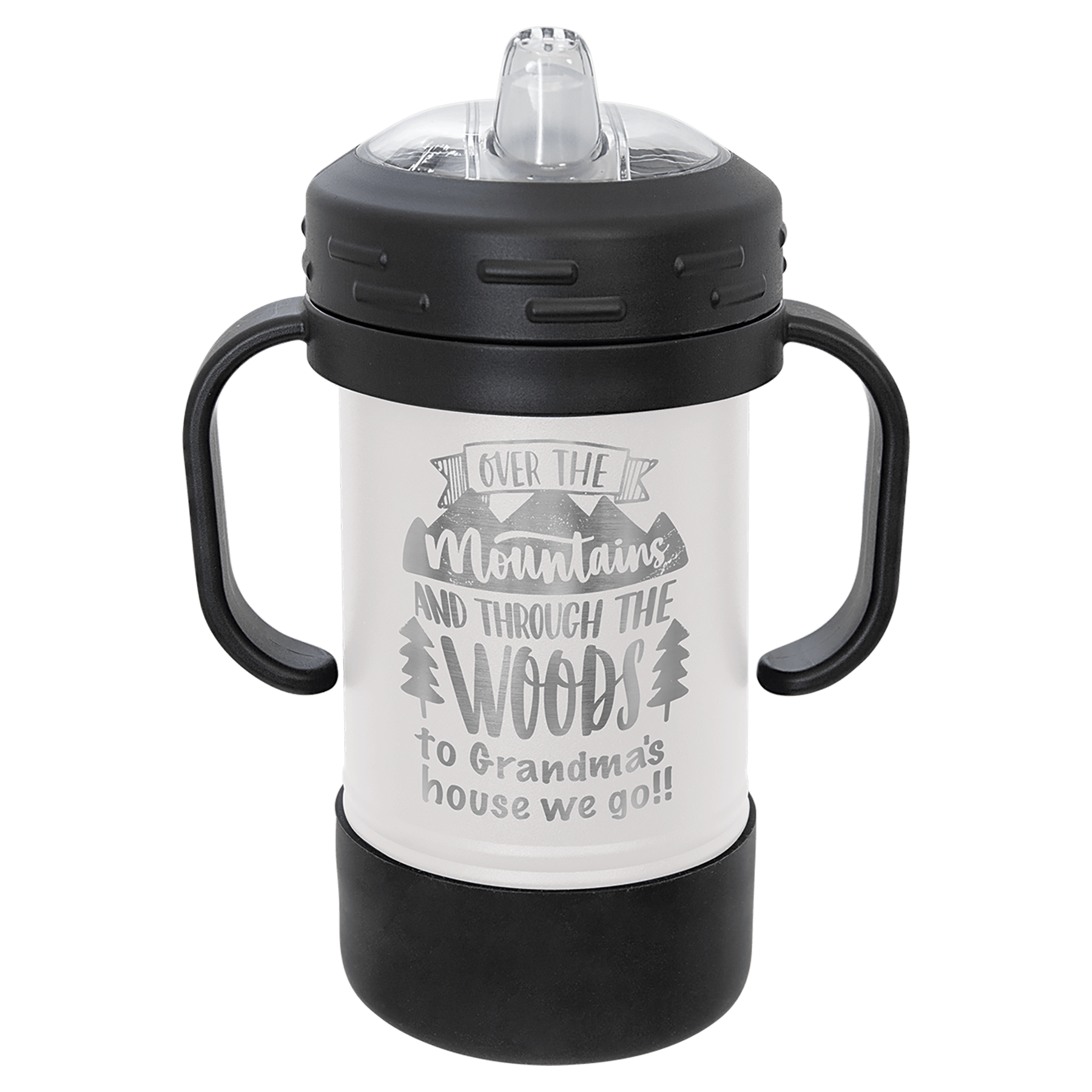 Black and White Sippy Cup with Custom Text