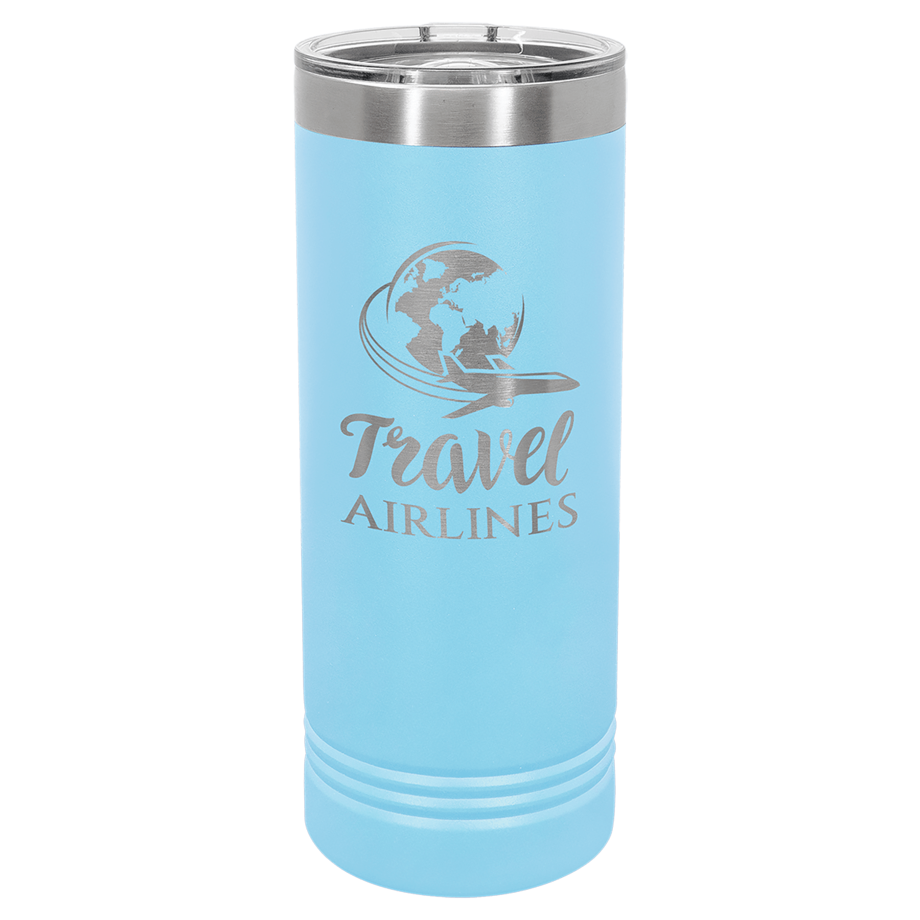 Blue Insulated Stainless Steel Tumbler Bottle with Custom Engraved Logo