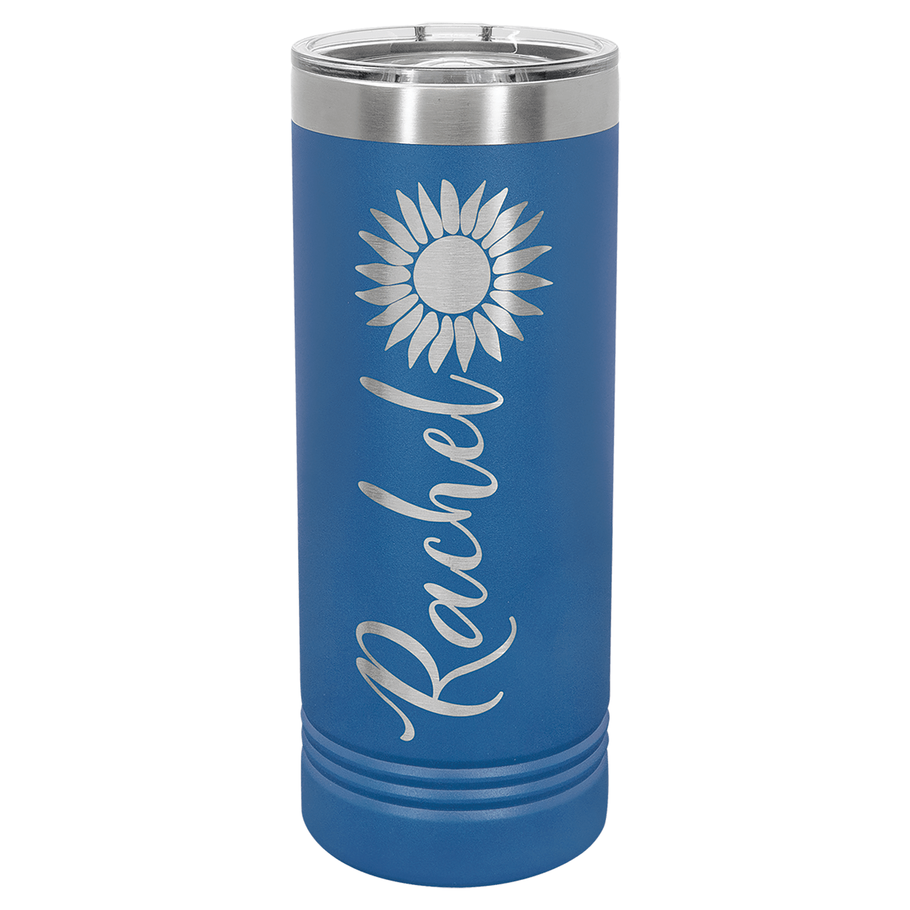 Blue Insulated Stainless Steel Tumbler Bottle with Custom Engraved Name