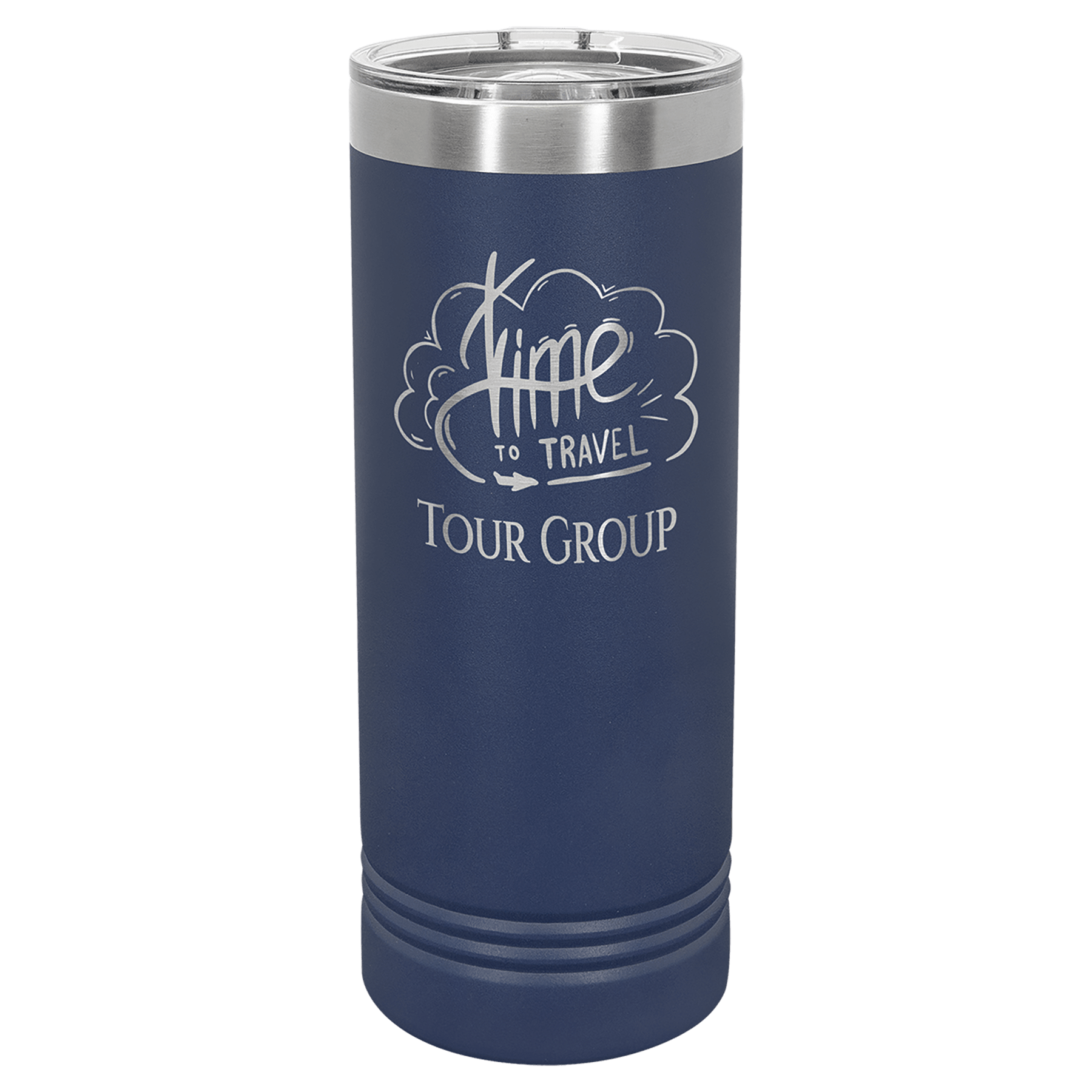 Dark Blue Insulated Stainless Steel Tumbler Bottle with Custom Engraved Logo