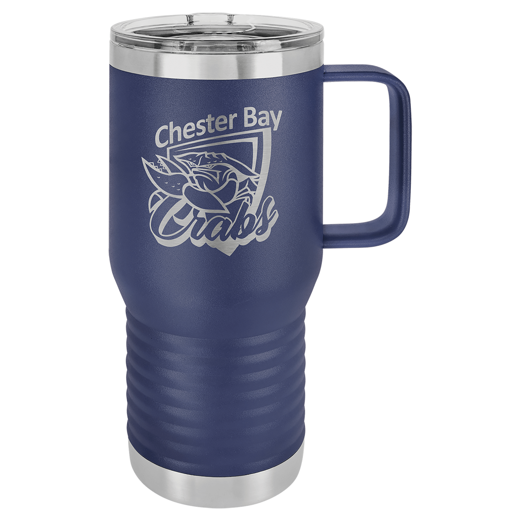 Dark Blue Insulated Tumbler Mug with Custom Logo and text