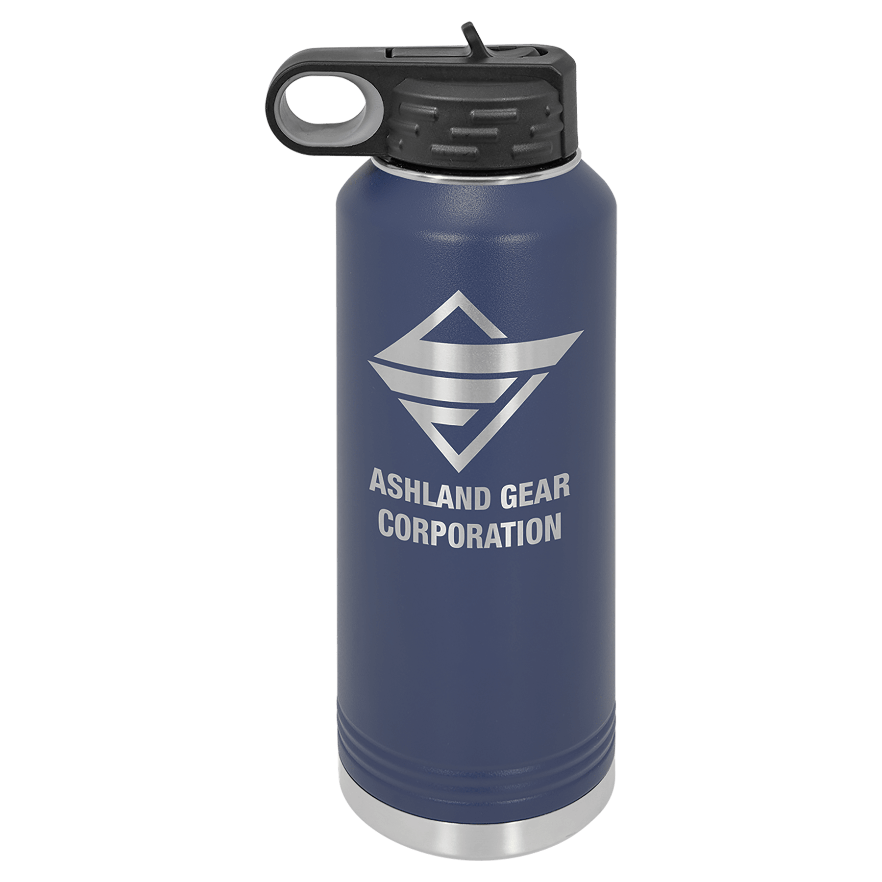 Dark Blue Metal Insulated Water Bottle with Custom logo and Text