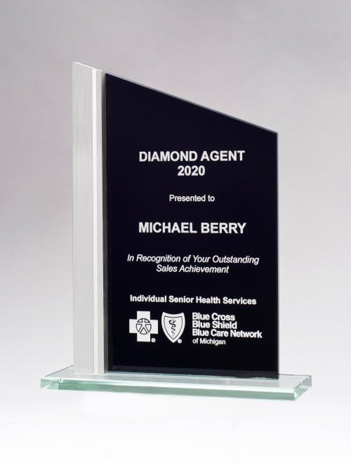 Zenith Series Black Silk Screened Glass Award