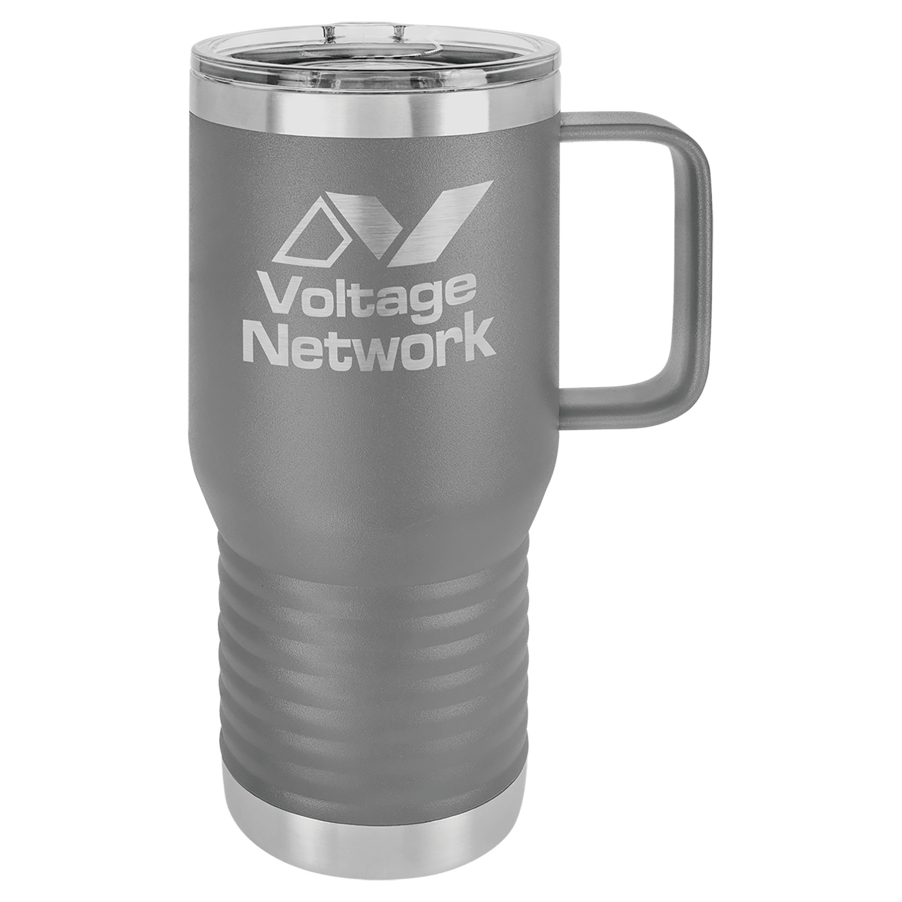 Gray Insulated Tumbler Mug with Custom Logo and text