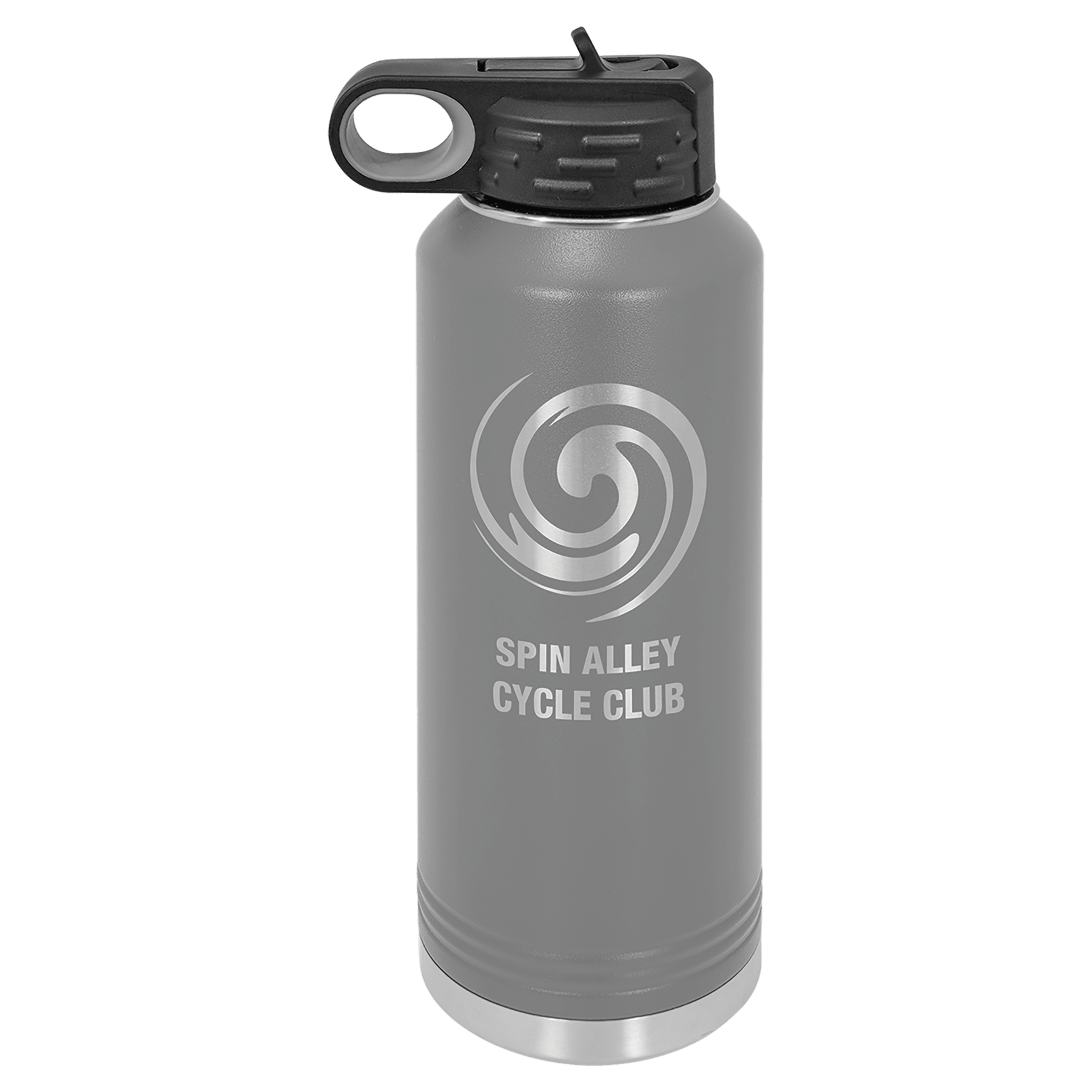 Gray Metal Insulated Water Bottle with Custom logo and Text