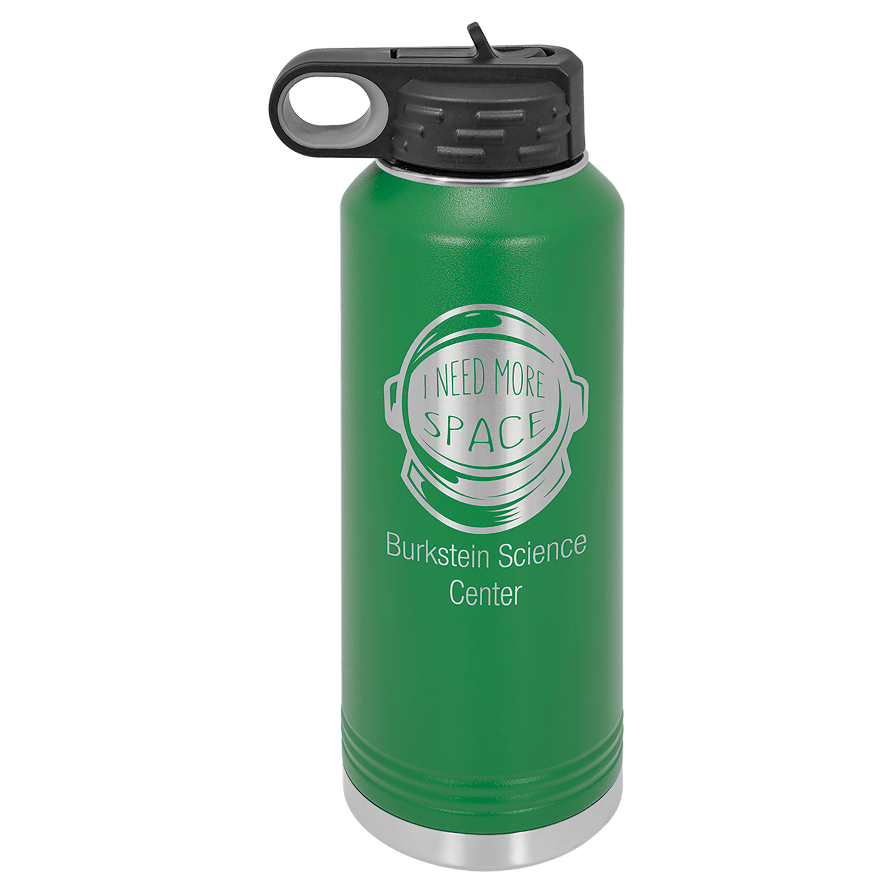 Green Insulated Metal Water Bottle with Custom logo and Text
