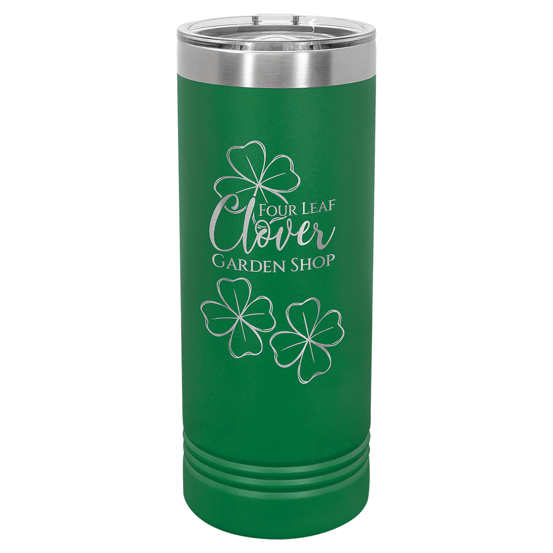 Green Insulated Stainless Steel Tumbler Bottle with Custom Engraved Logo