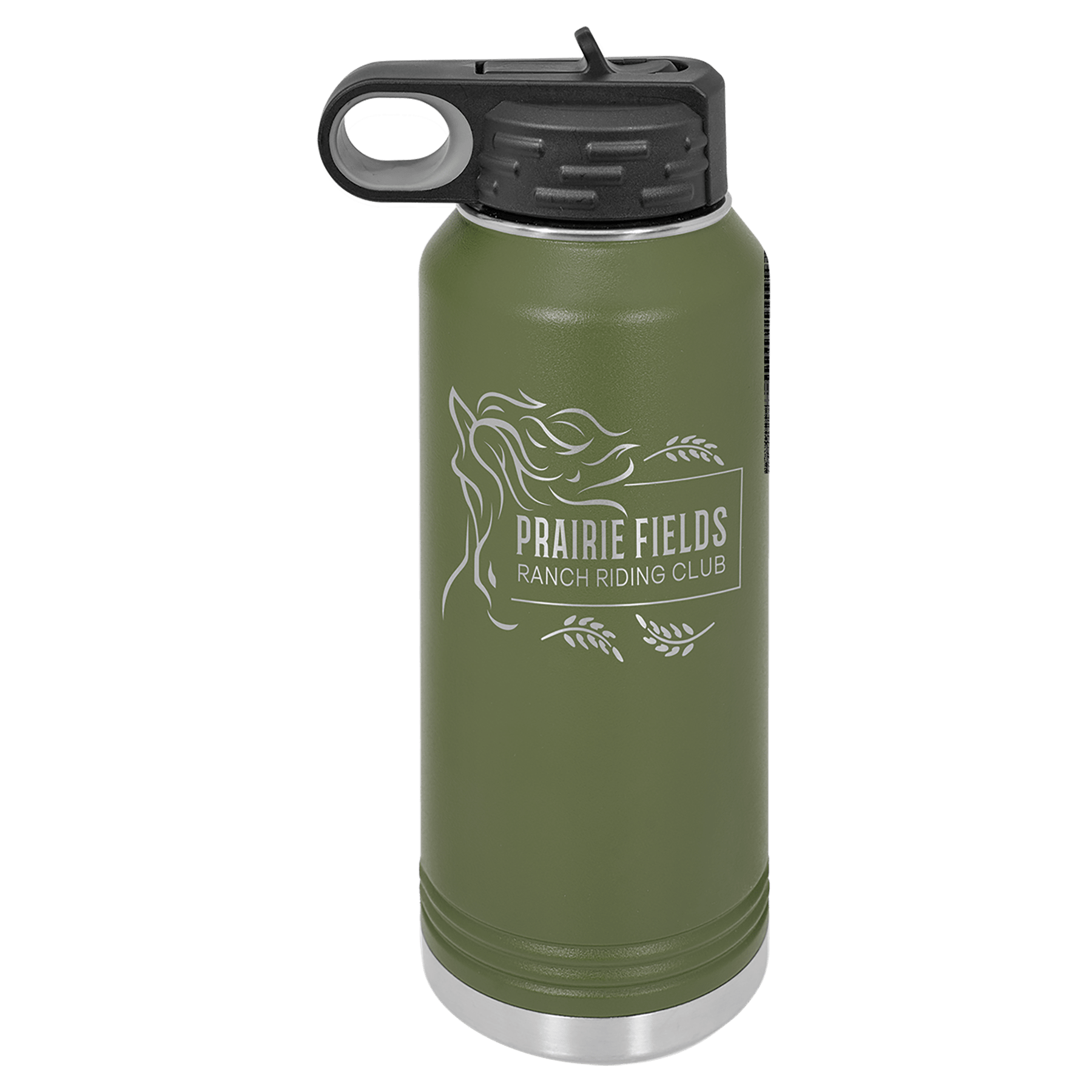 Insulated Olive Green Tumbler Bottle with custom text