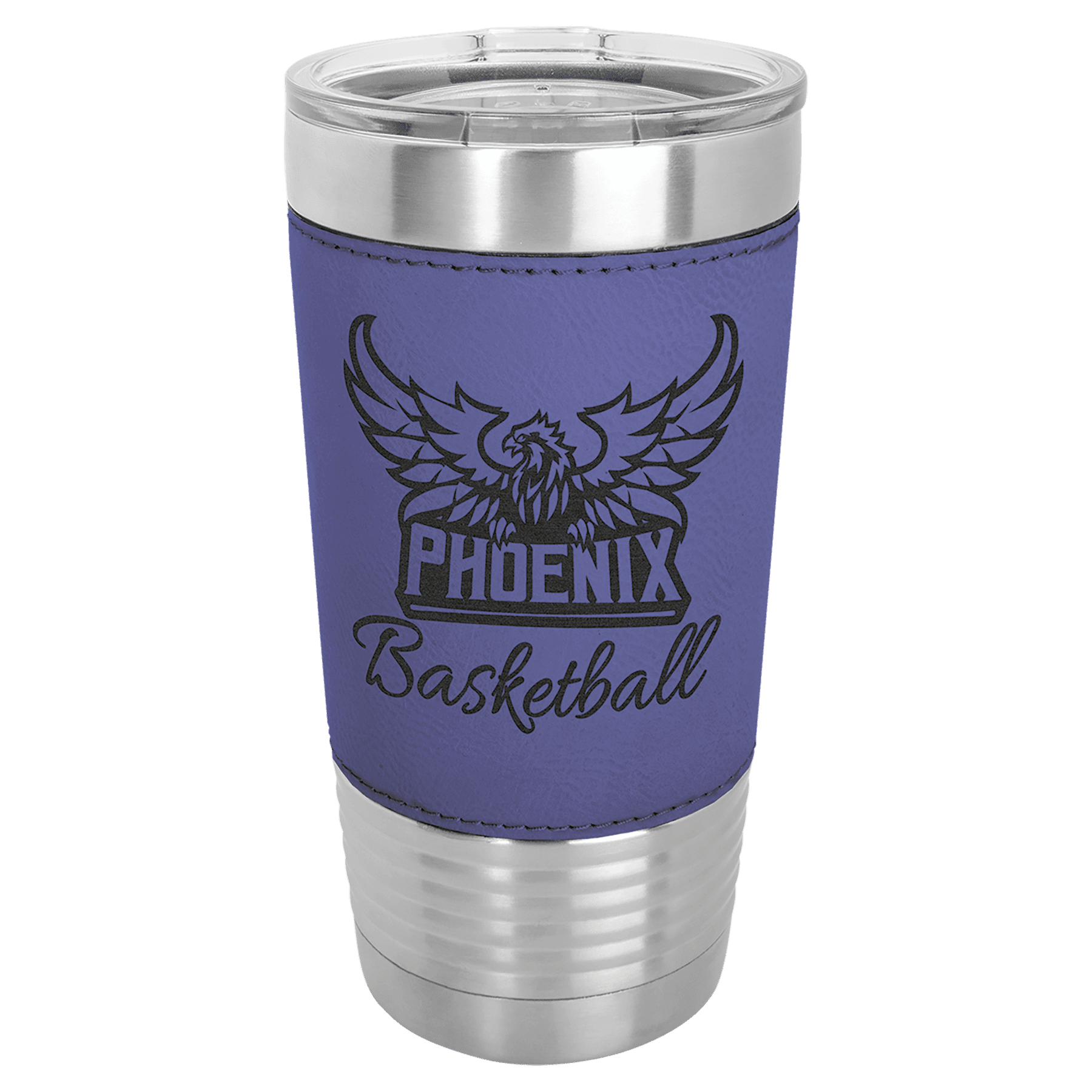 Insulated Purple and silver Tumbler Mug with custom logo