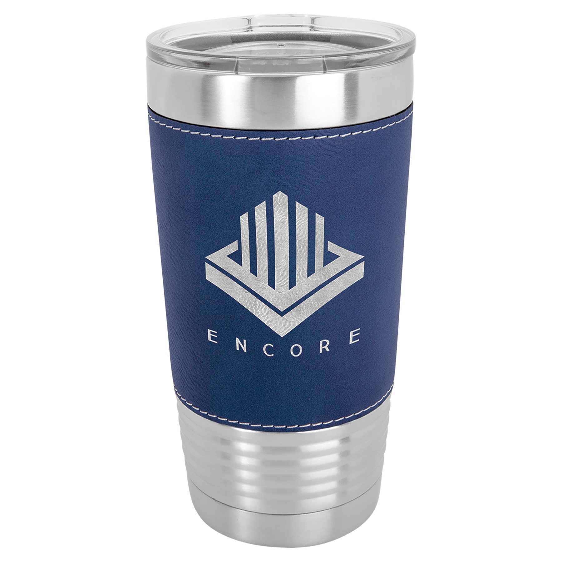 Insulated Blue and silver Tumbler Mug with custom logo