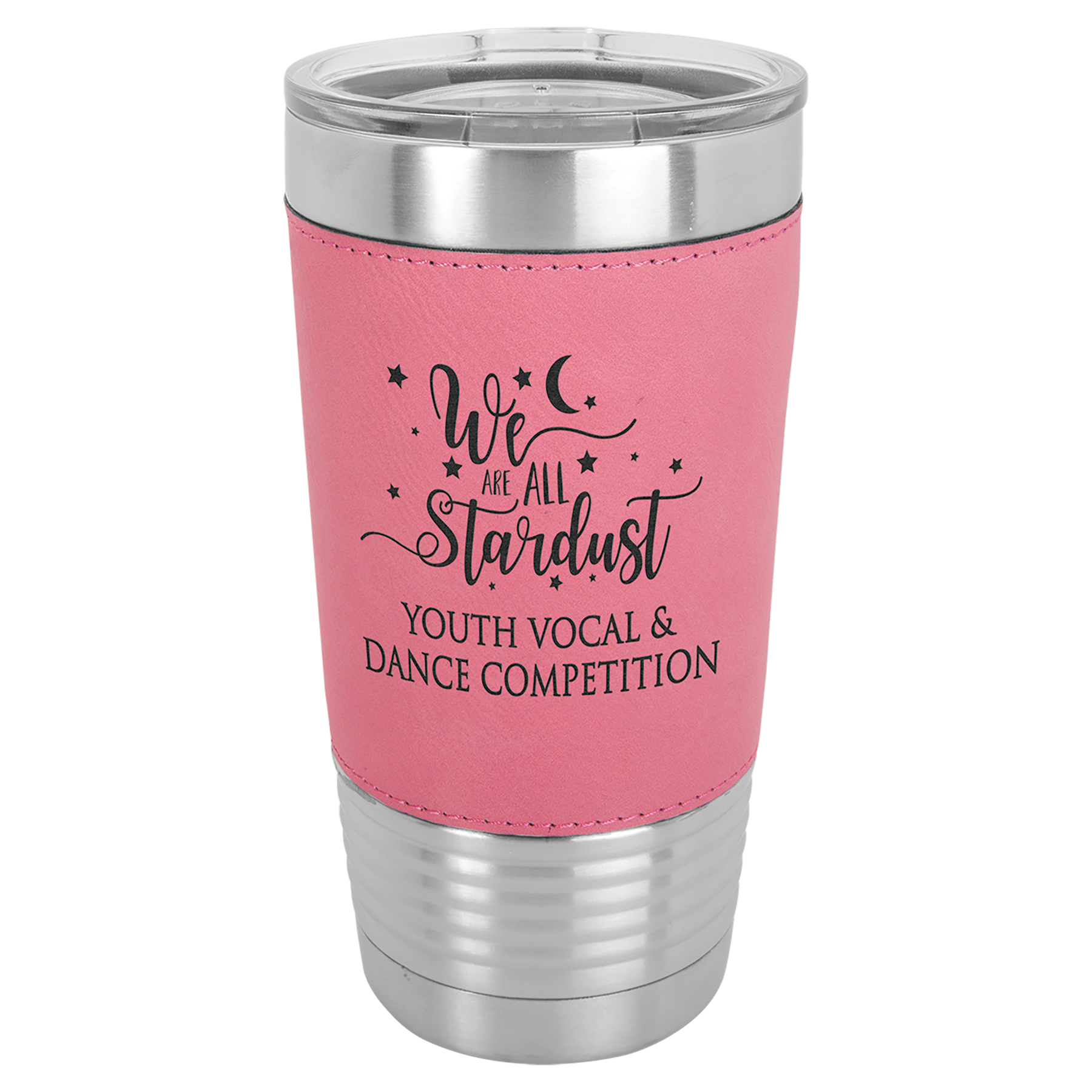 Insulated pink and silver Tumbler Mug with custom logo
