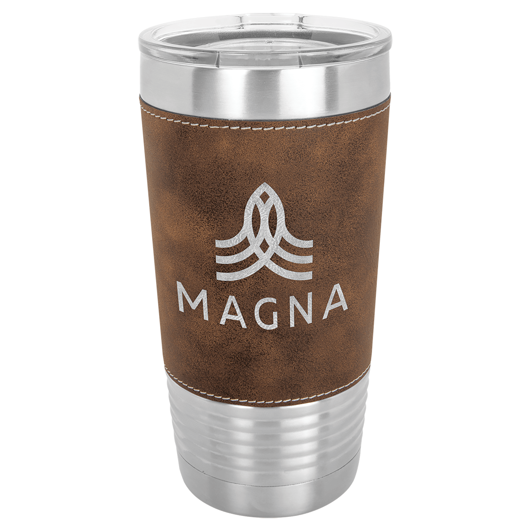 Insulated Brown and silver Tumbler Mug with custom logo