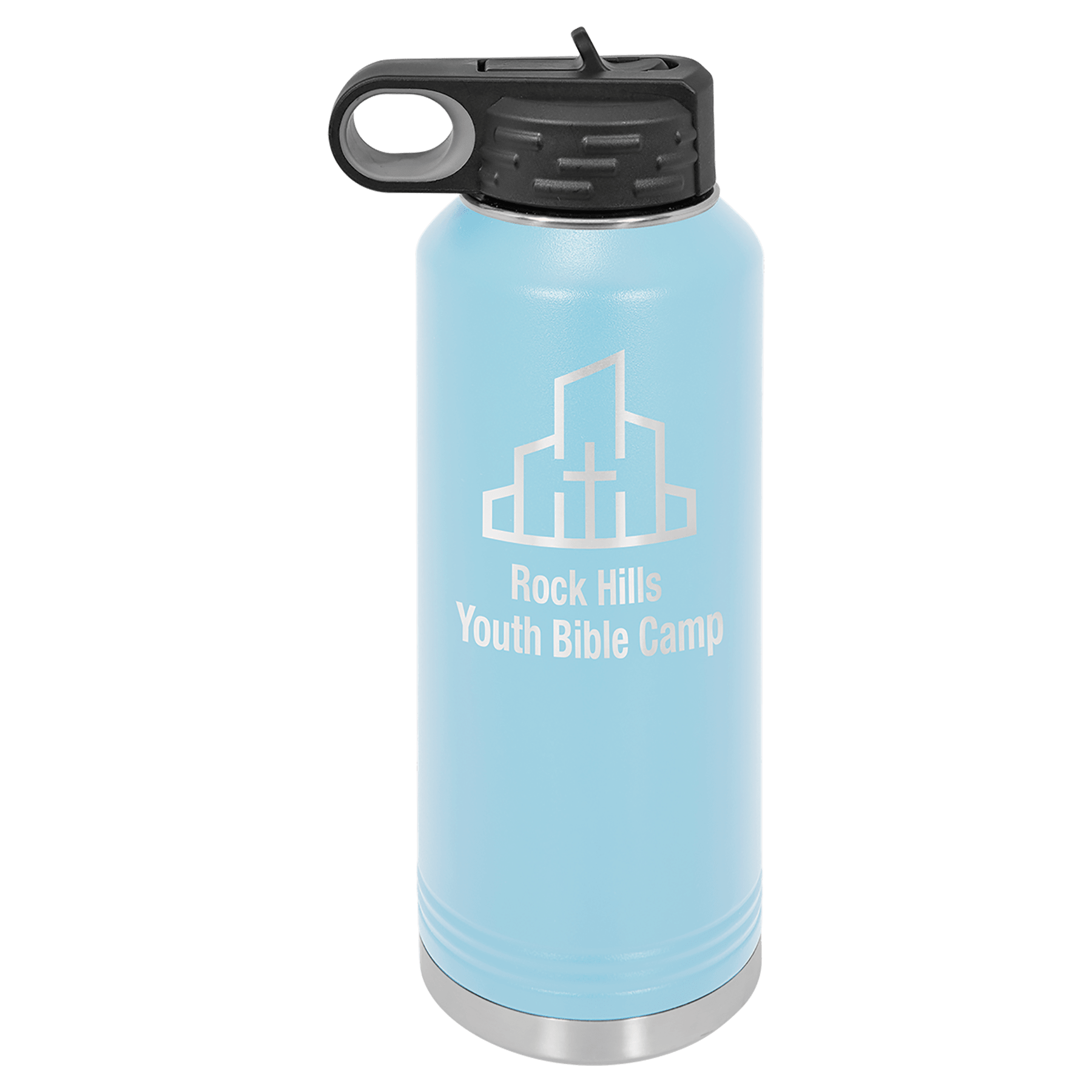 Light Blue Metal Insulated Water Bottle with Custom Text