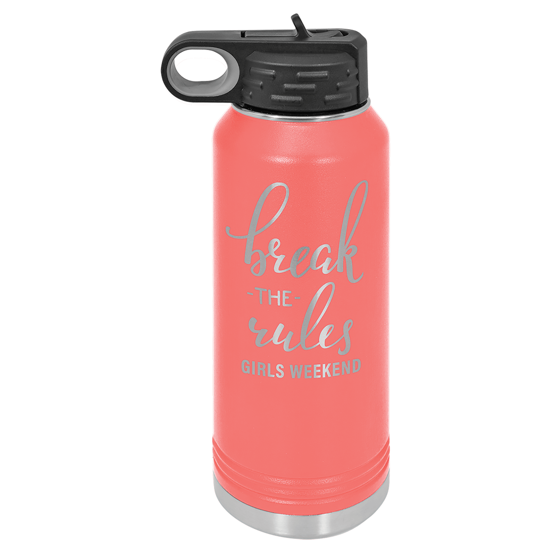 Light Pink Insulated Water Bottle with custom text