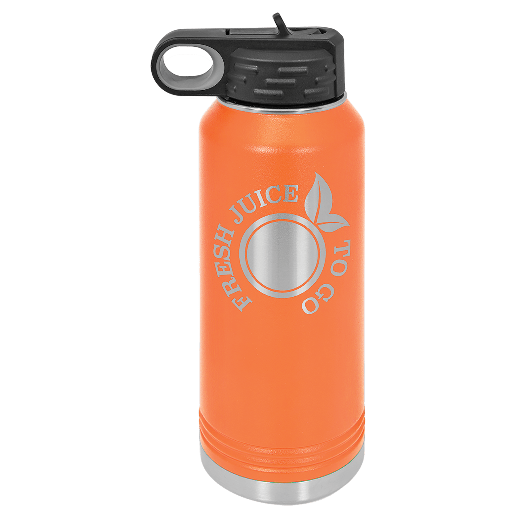 Orange Insulated Water Bottle with custom logo and text