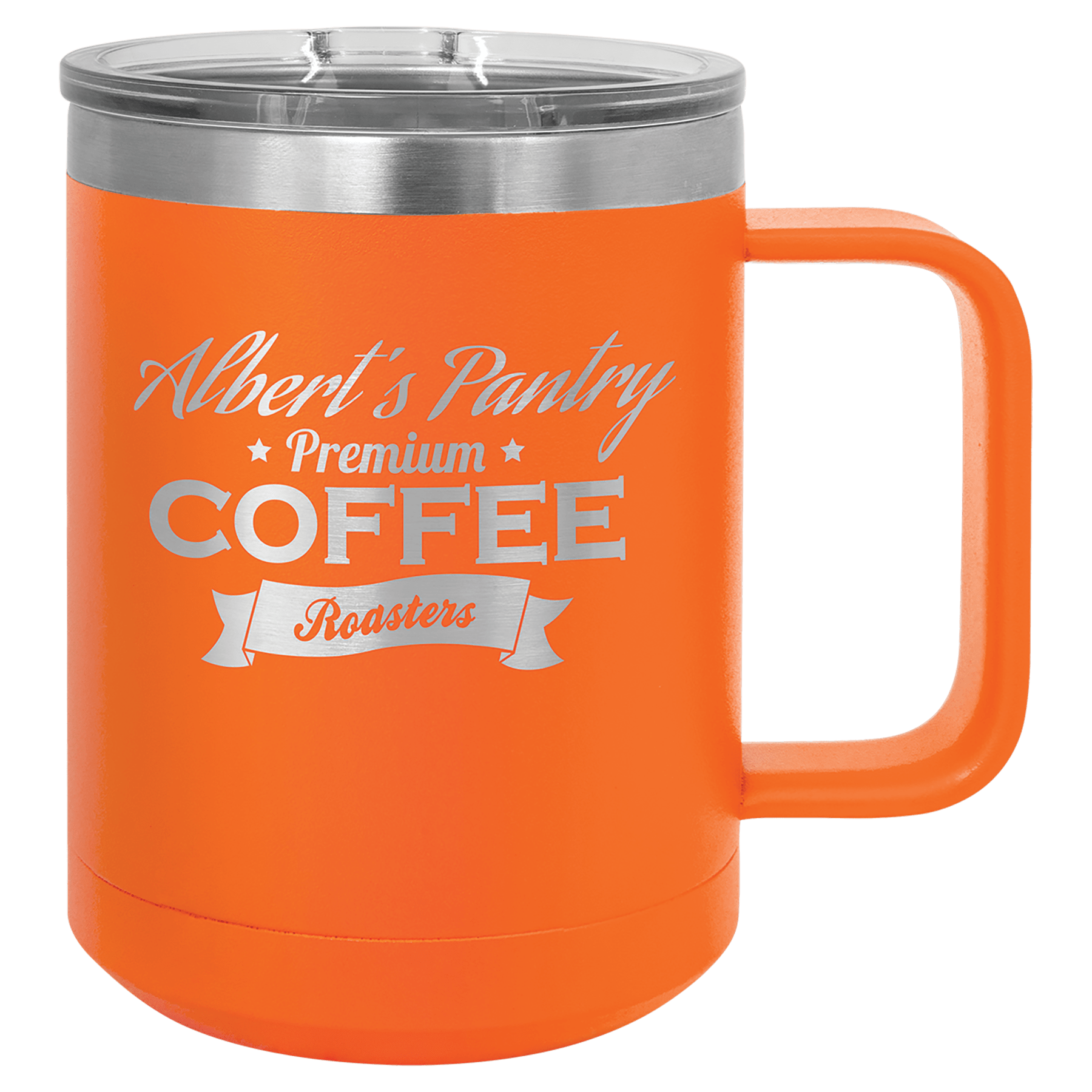 Orange Stainless Steel Insulated Tumbler Mug with Custom Text