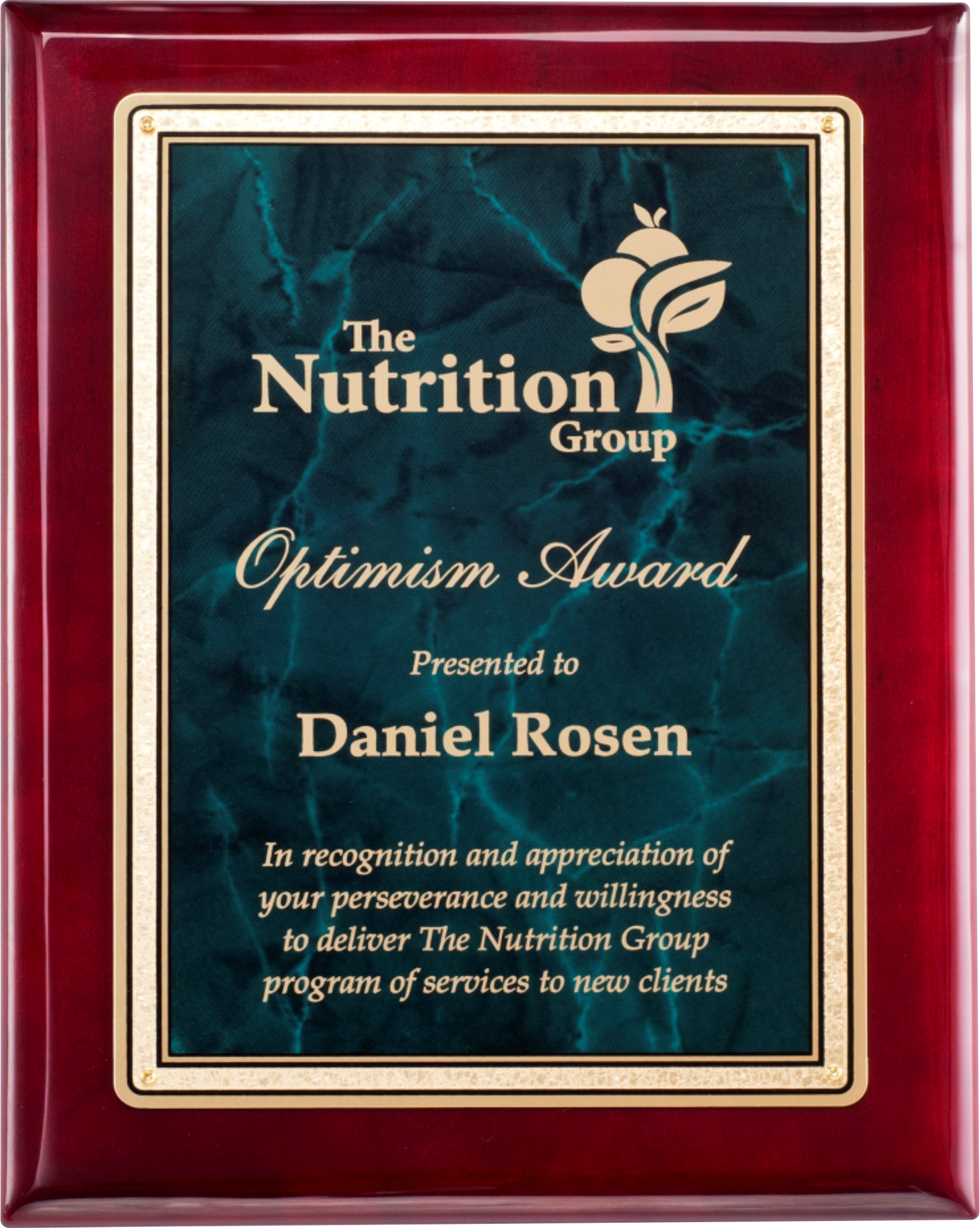 Rosewood Piano Finish Plaque Award