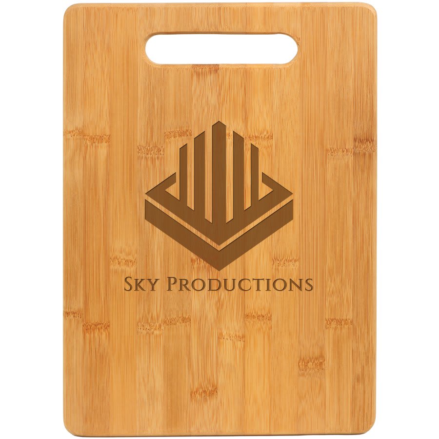 Personalized Bamboo Cutting Board with Handle and Custom Logo