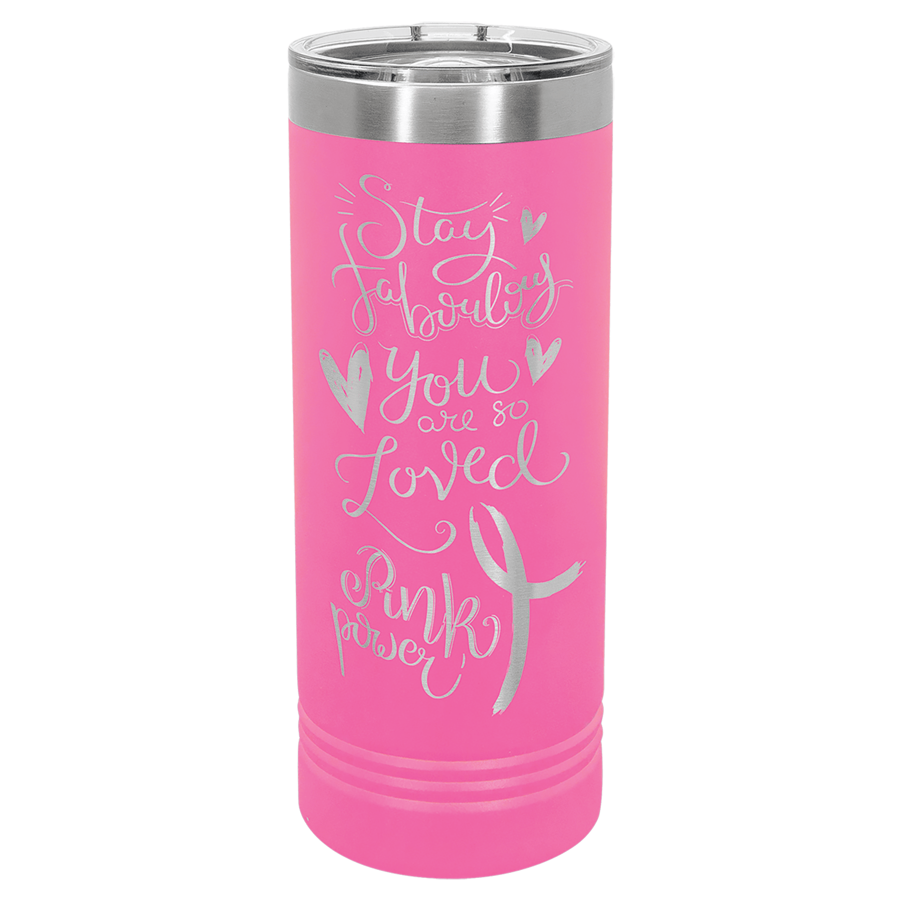 Pink Insulated Stainless Steel Tumbler Bottle with Custom Engraved Text