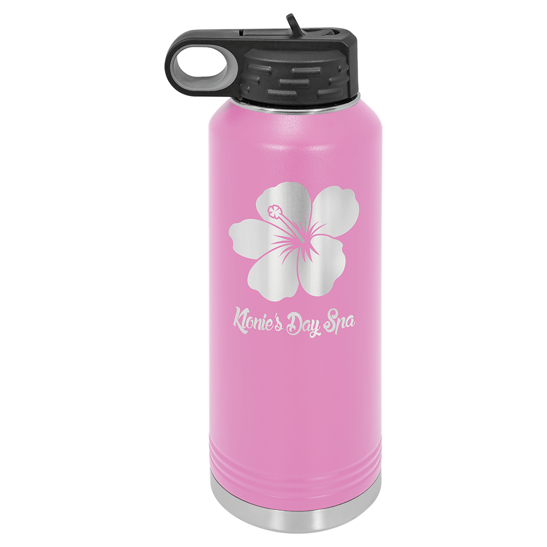 Pink Metal Insulated Water Bottle with Custom picture and Text