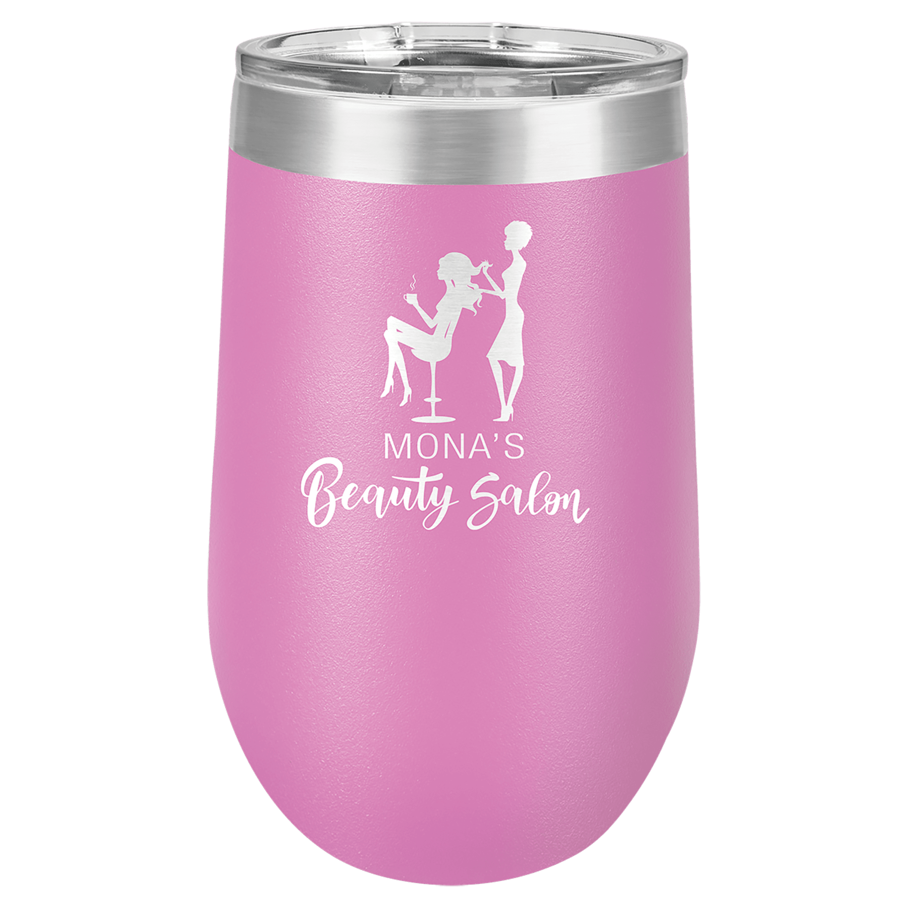 Pink Tumbler Travel Mug with Custom Logo and Text