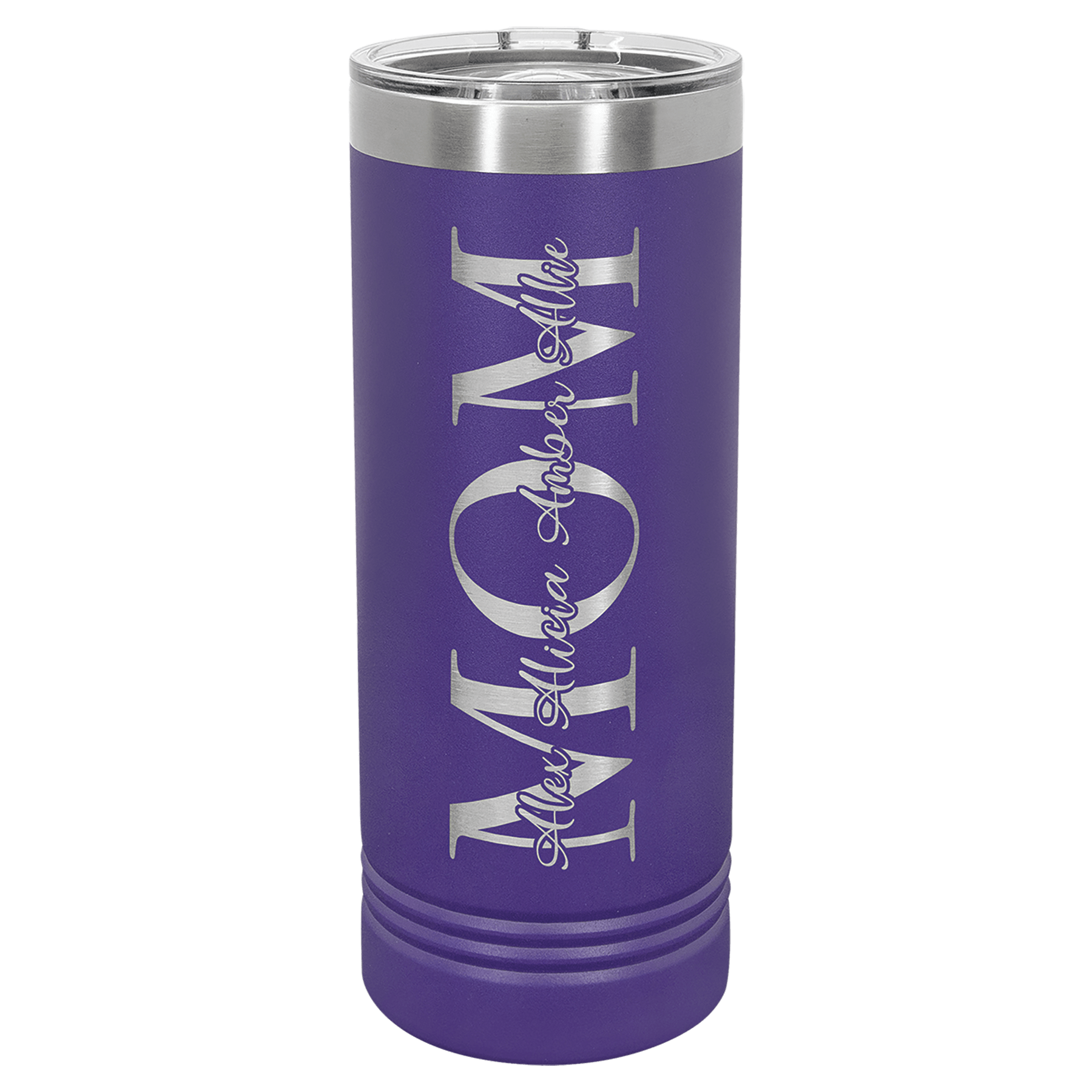 Purple Insulated Stainless Steel Tumbler Bottle with Custom Engraved Text