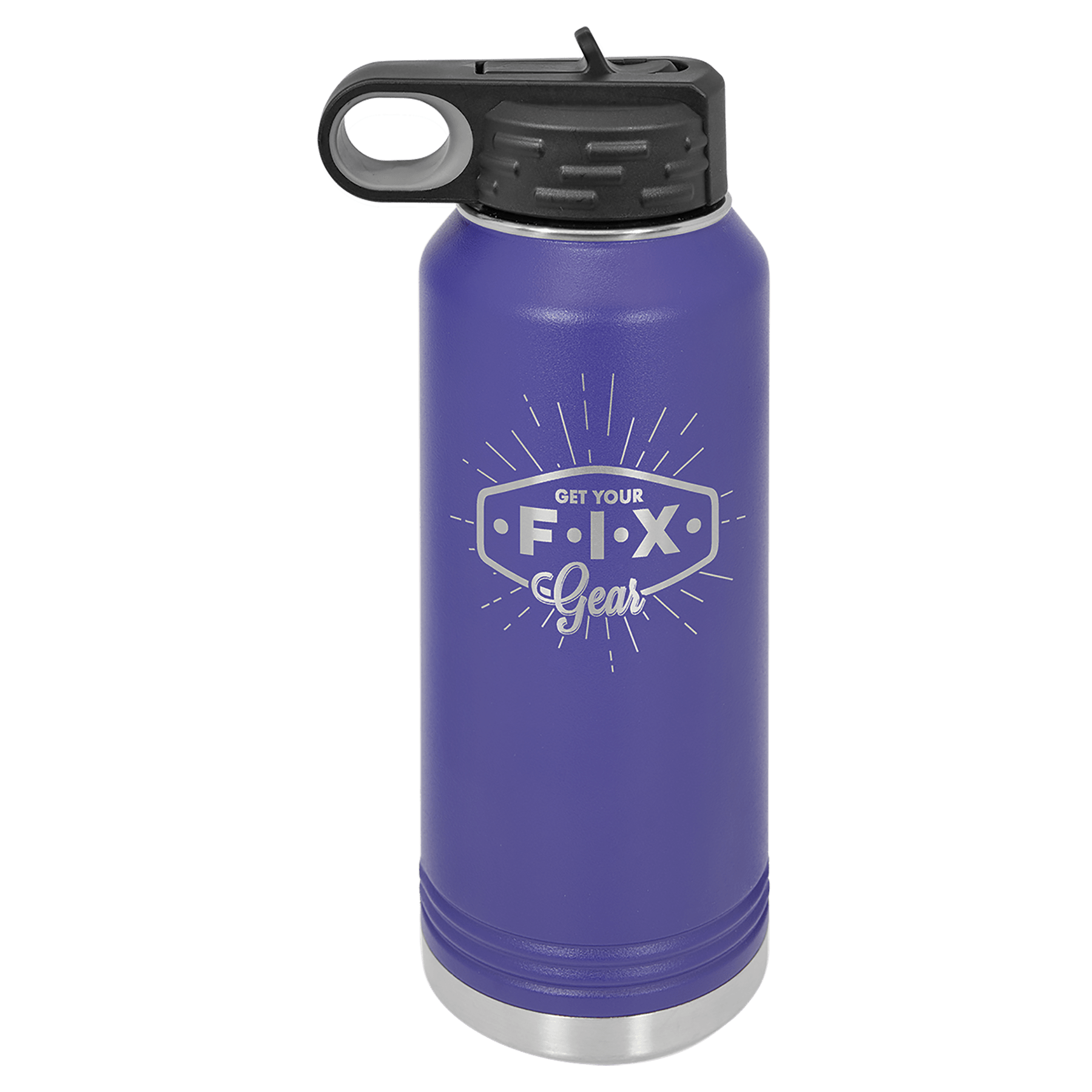 Purple Insulated Water Bottle with custom logo and text