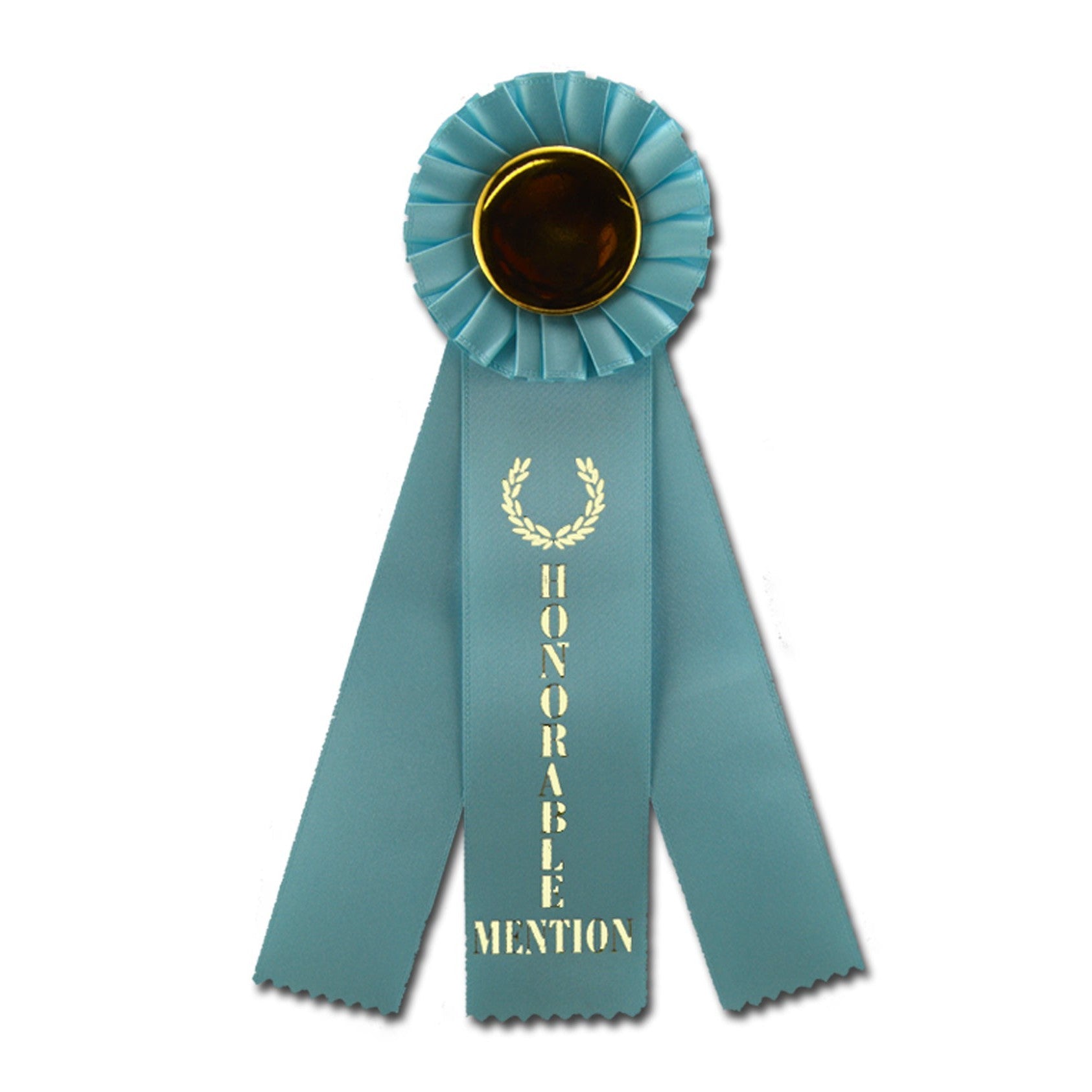 Custom Blue Ribbon Award with a laurel wreath design.