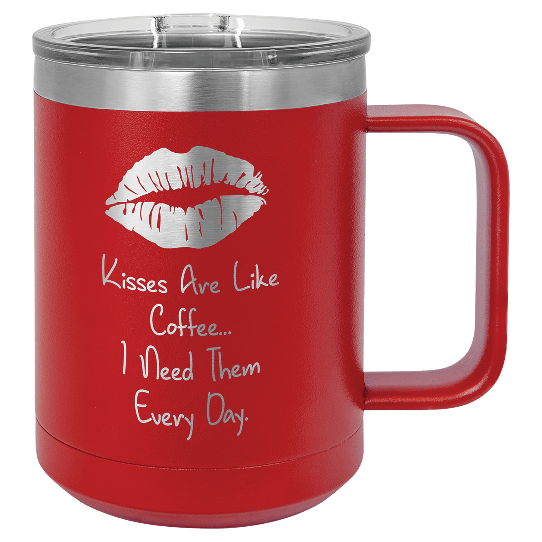 Red Insulated Stainless Steel Tumbler Mug with Custom Text