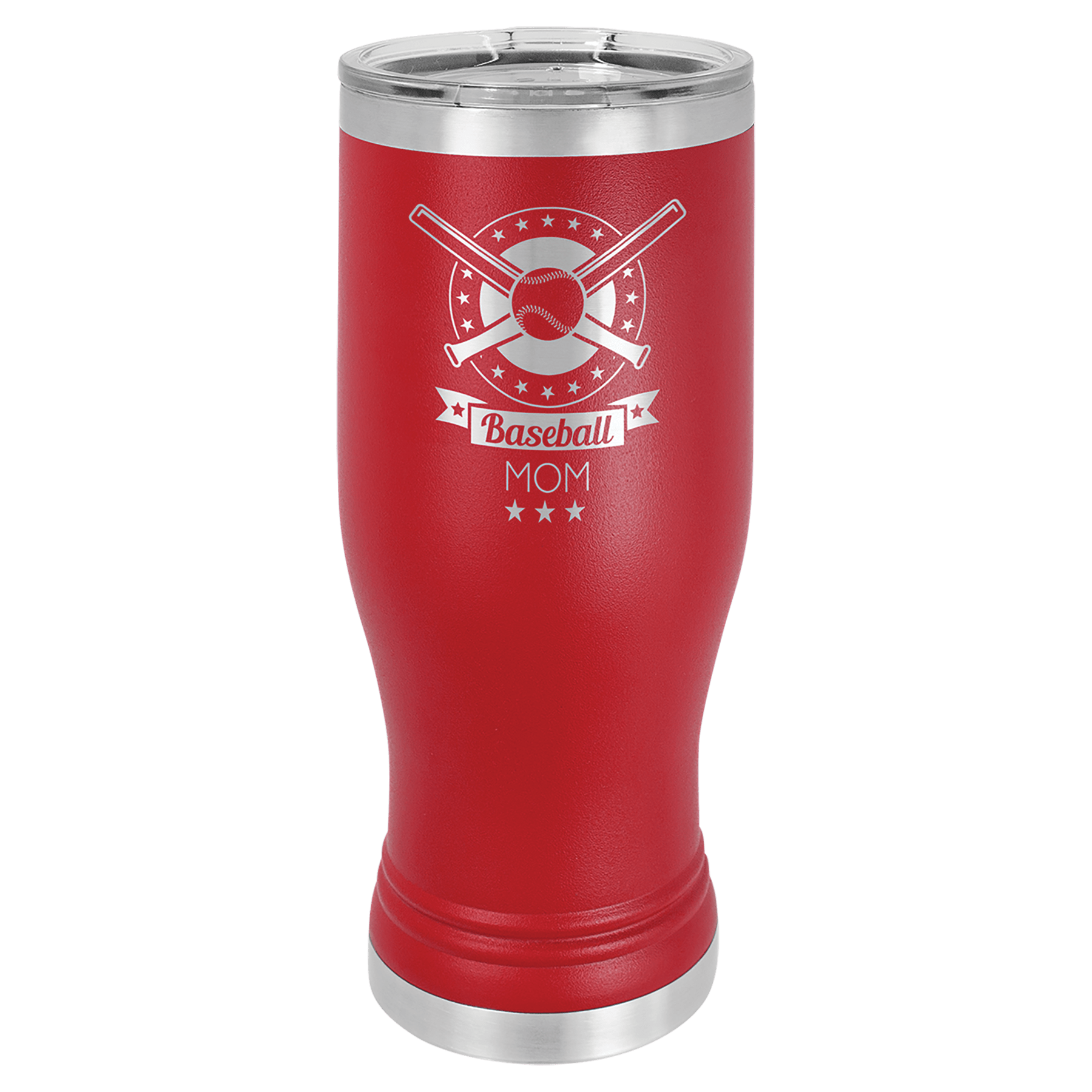 Red Insulated Tumbler Mug with Custom Logo and text