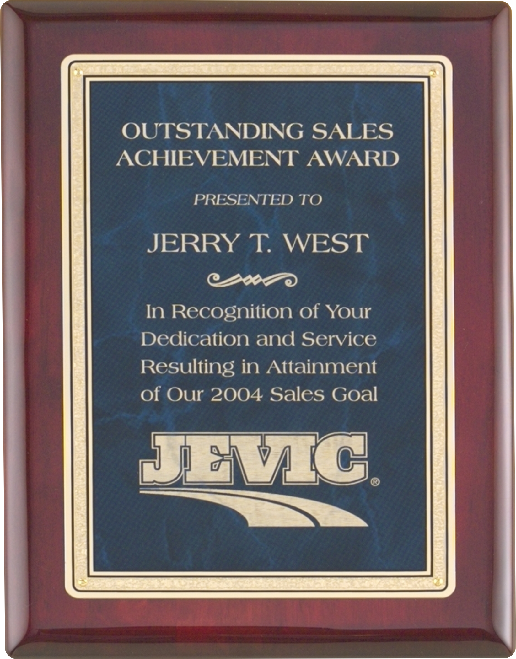 Rosewood Piano Finish Plaque Award