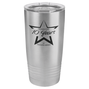 Silver Insulated Stainless Steel Tumbler Mug with Custom Logo
