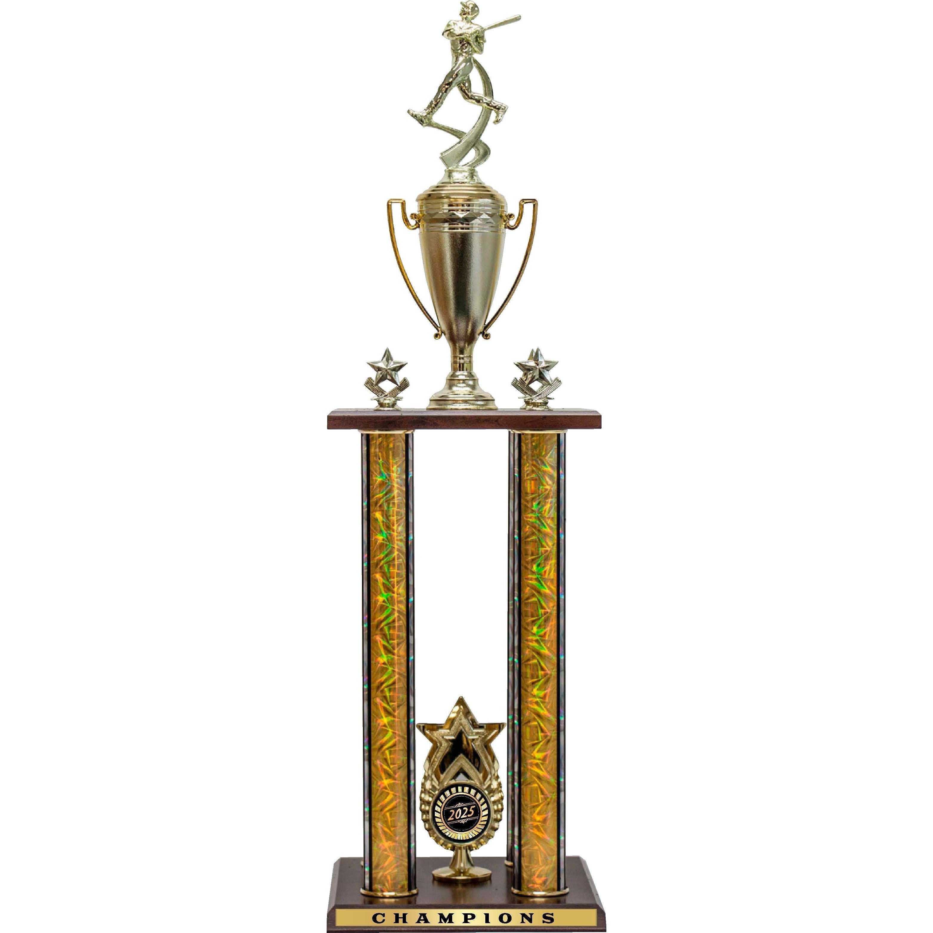Two-Tier 2 Pillar Baseball Trophy