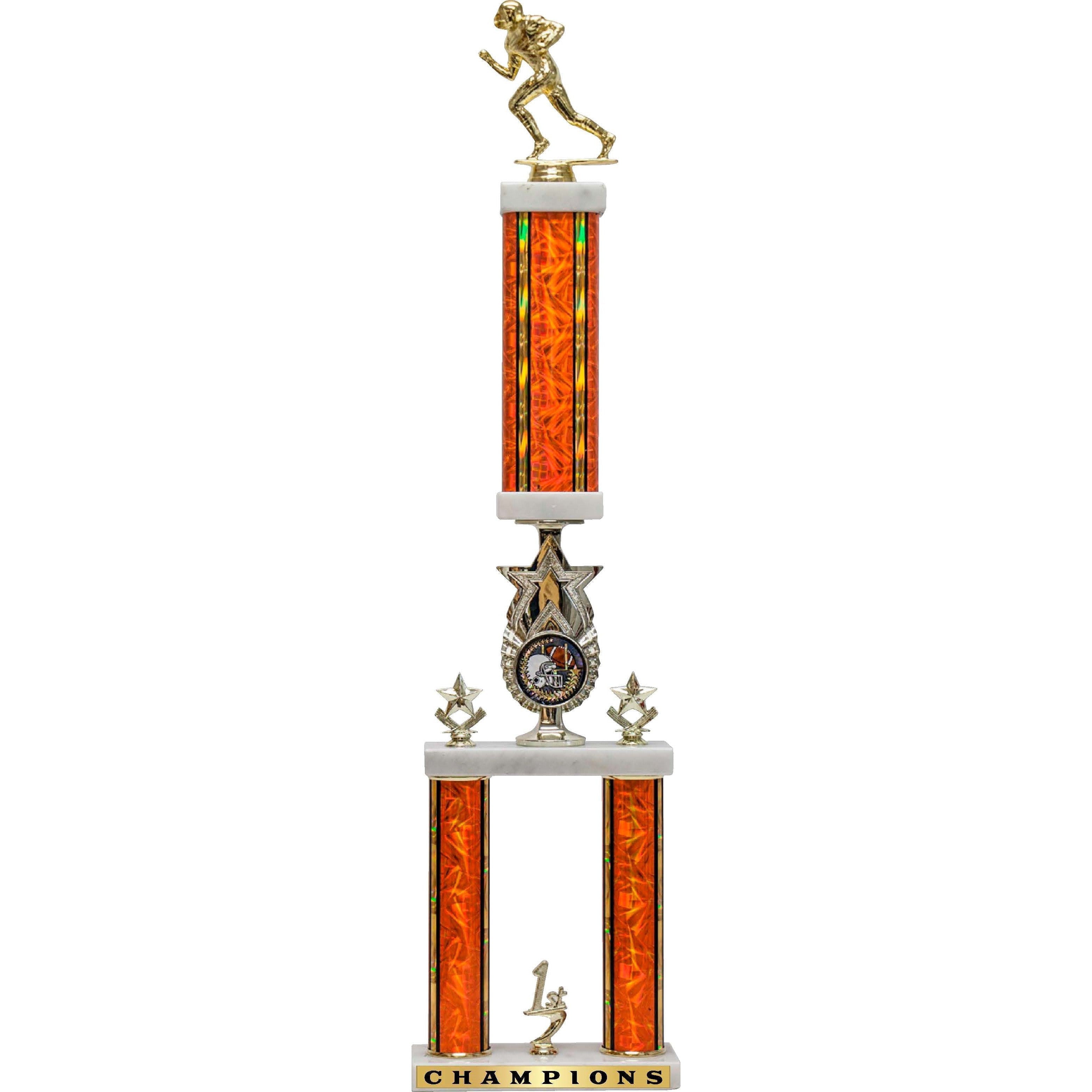 Two-Tier 2 Pillar Football Trophy
