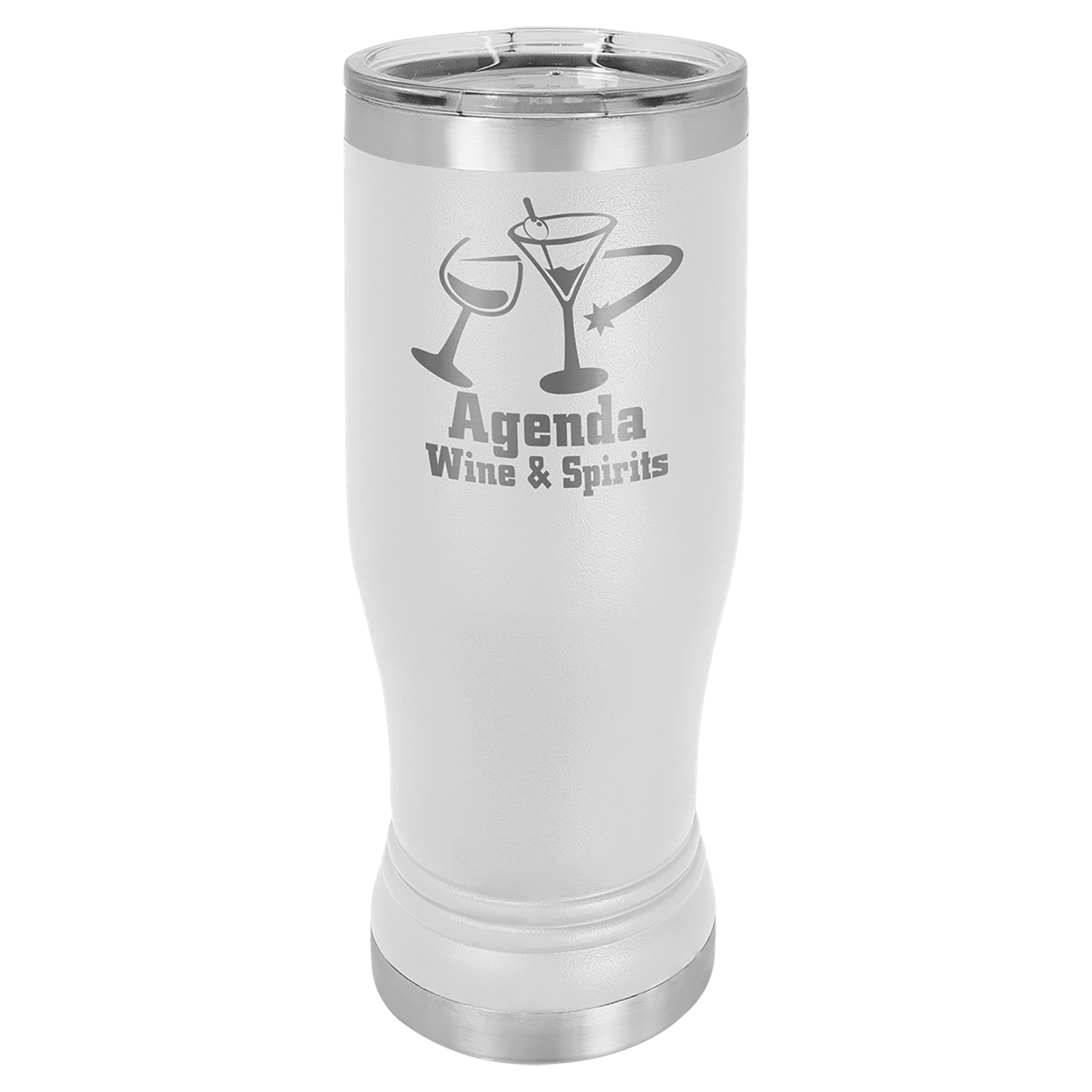 White Insulated Stainless Steel Tumbler Tall Mug with Custom Engraved Logo