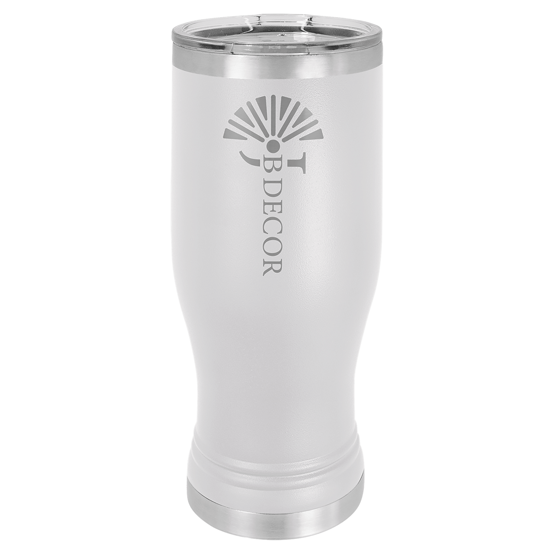 White Insulated Tumbler Mug with Custom Logo Engraving