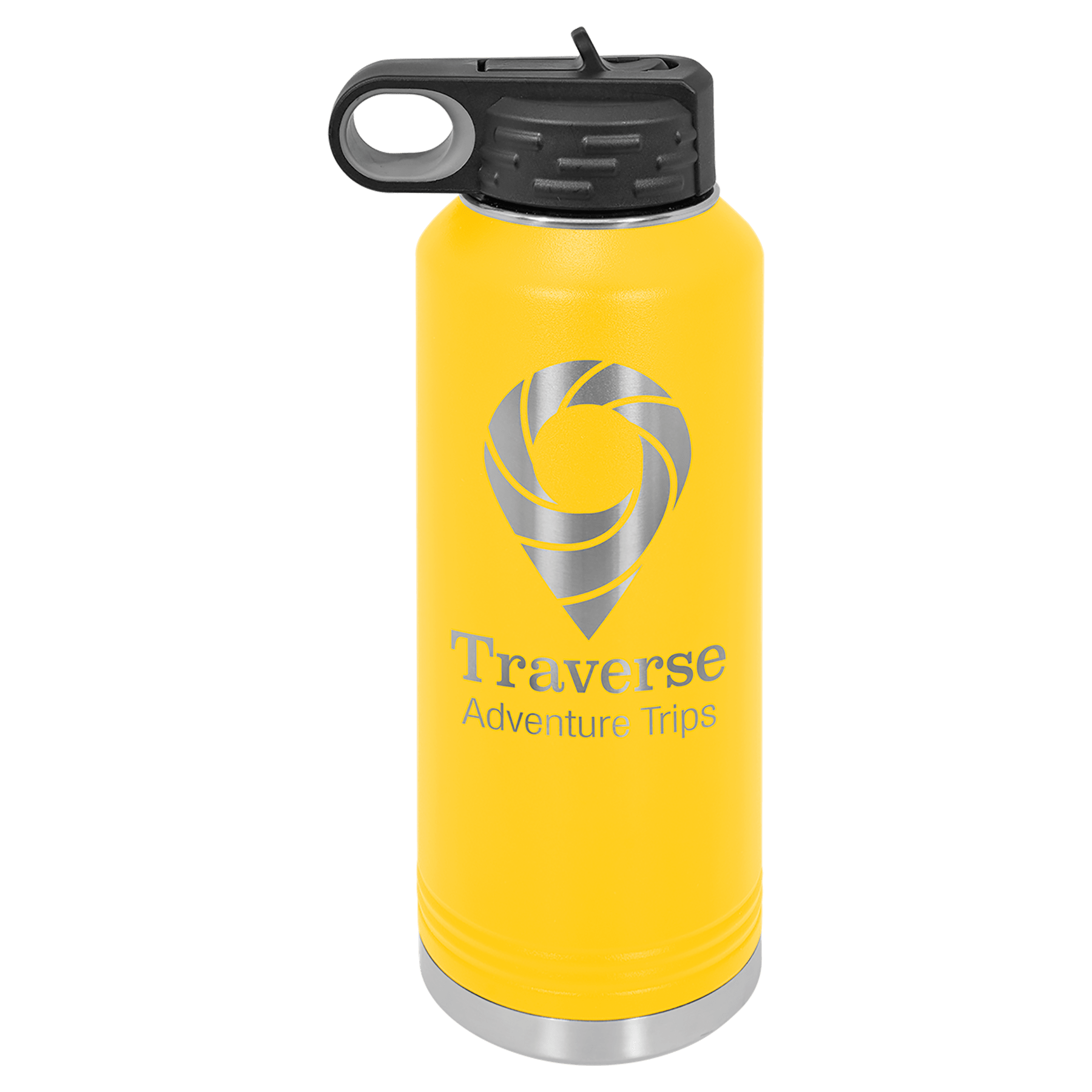 Yellow Insulated Metal Water Bottle with Custom logo and Text