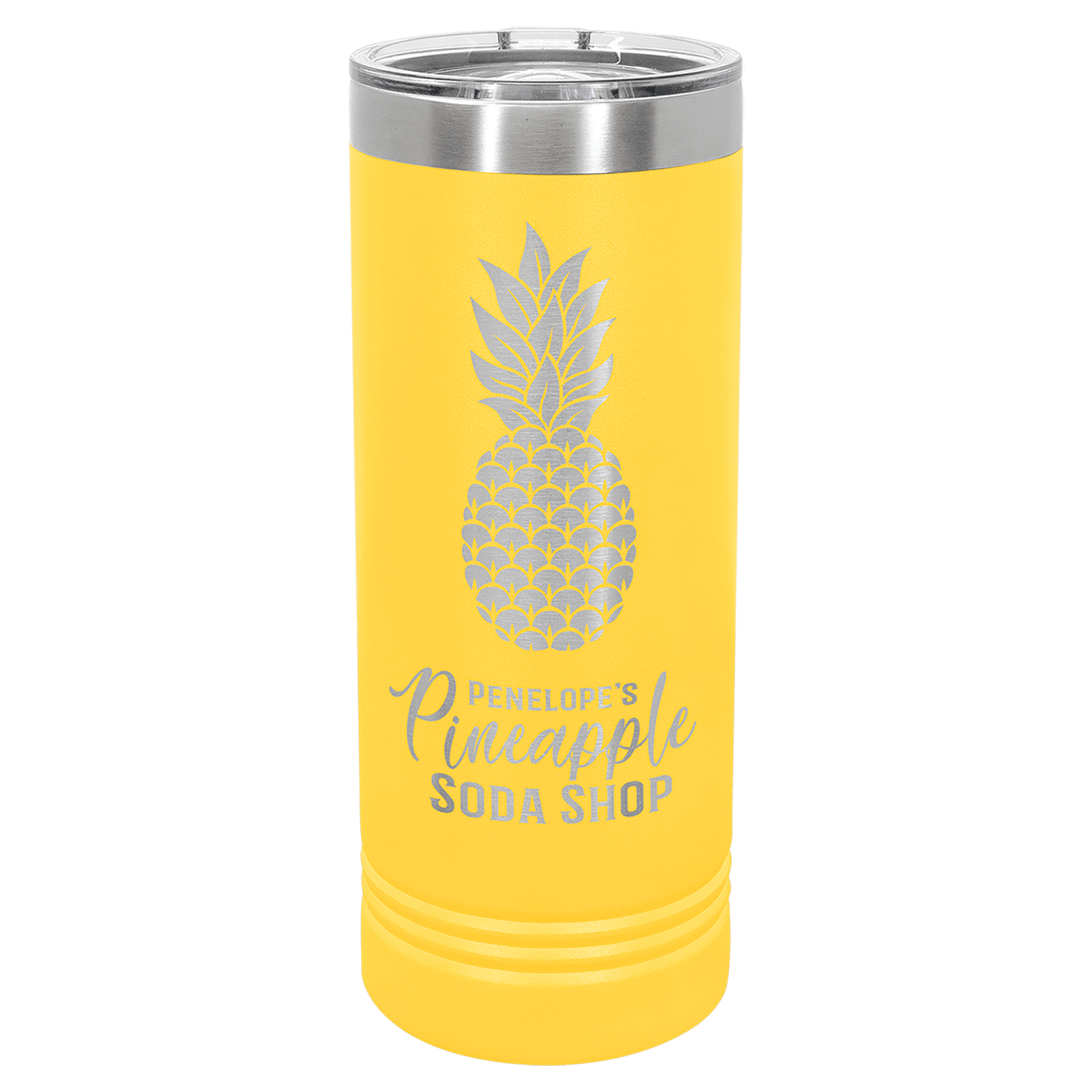 Yellow Insulated Stainless Steel Tumbler Bottle with Custom Engraved Logo
